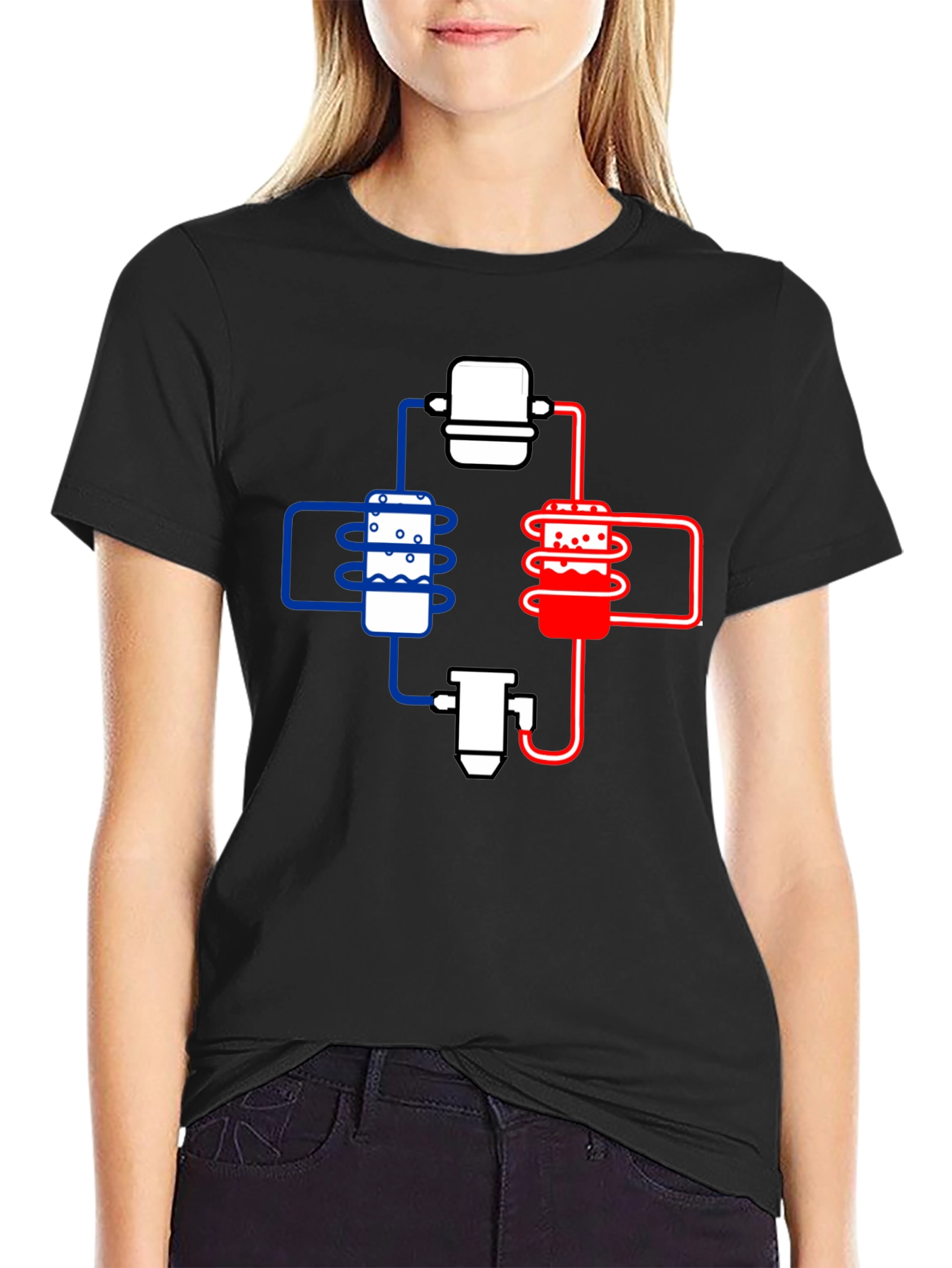 Cooling System Diagram Black T-Shirt