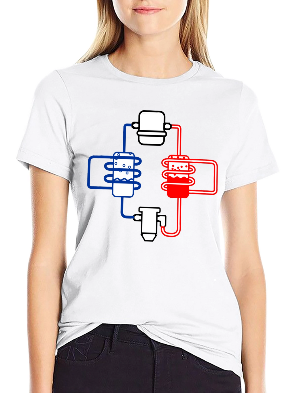 Cooling System Diagram Black T-Shirt