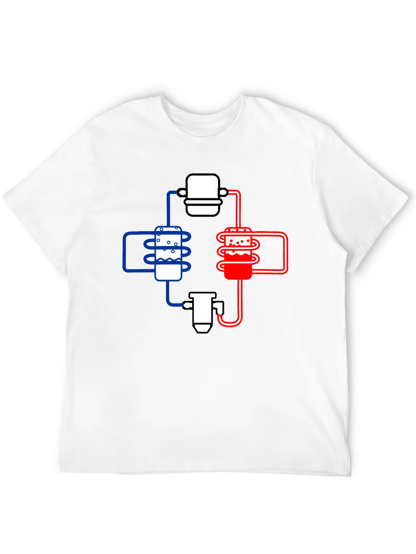 Cooling System Diagram Black T-Shirt