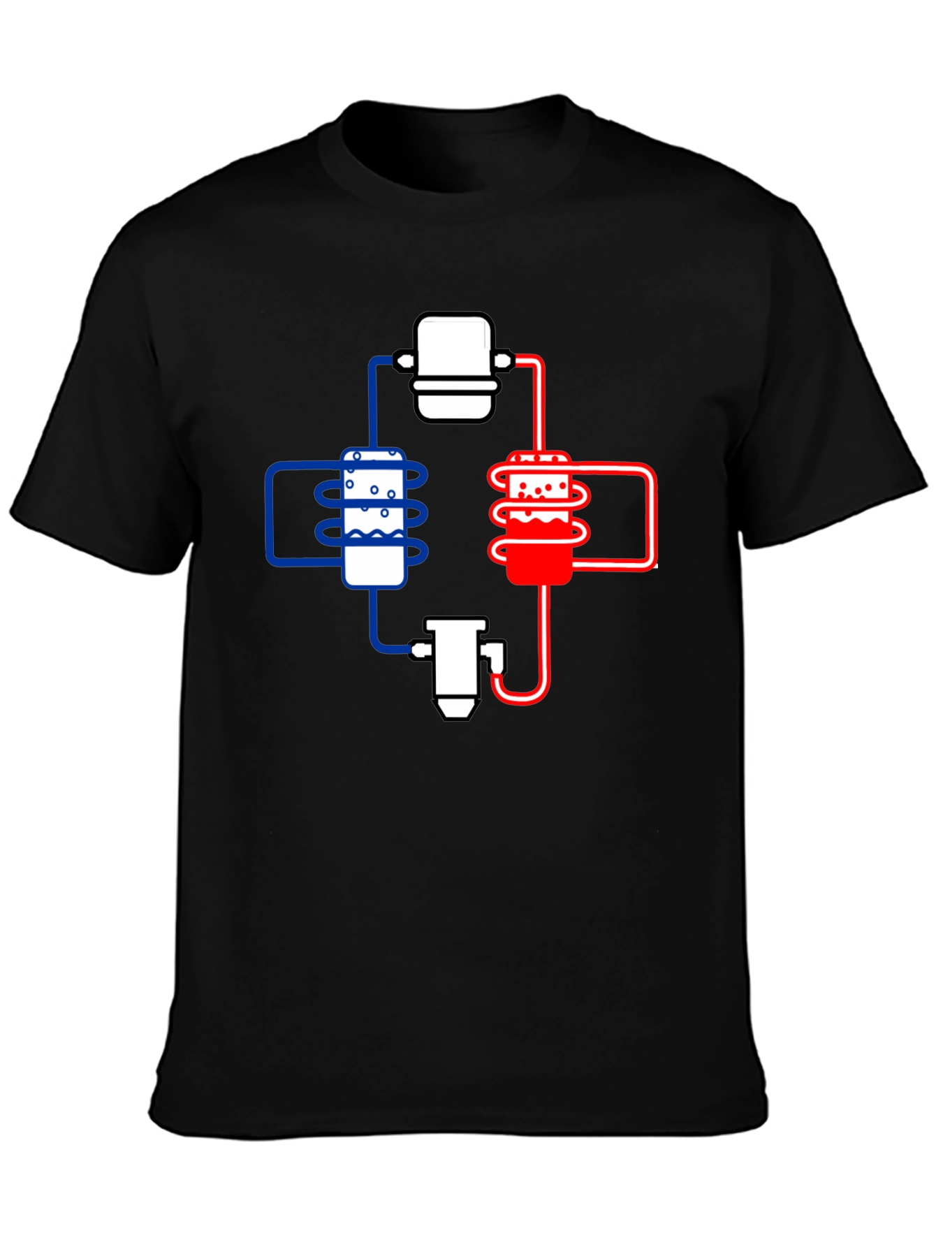 Cooling System Diagram Black T-Shirt