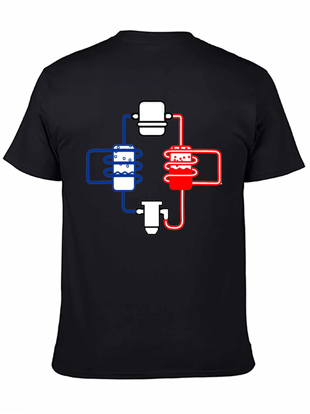 Cooling System Diagram Black T-Shirt