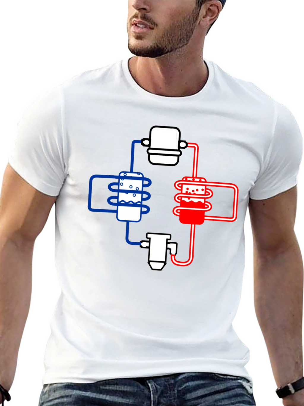 Cooling System Diagram Black T-Shirt