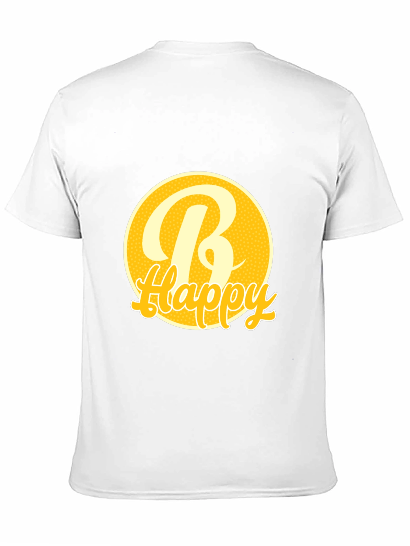 Be Happy Tee -  Round Yellow Graphic T-Shirt