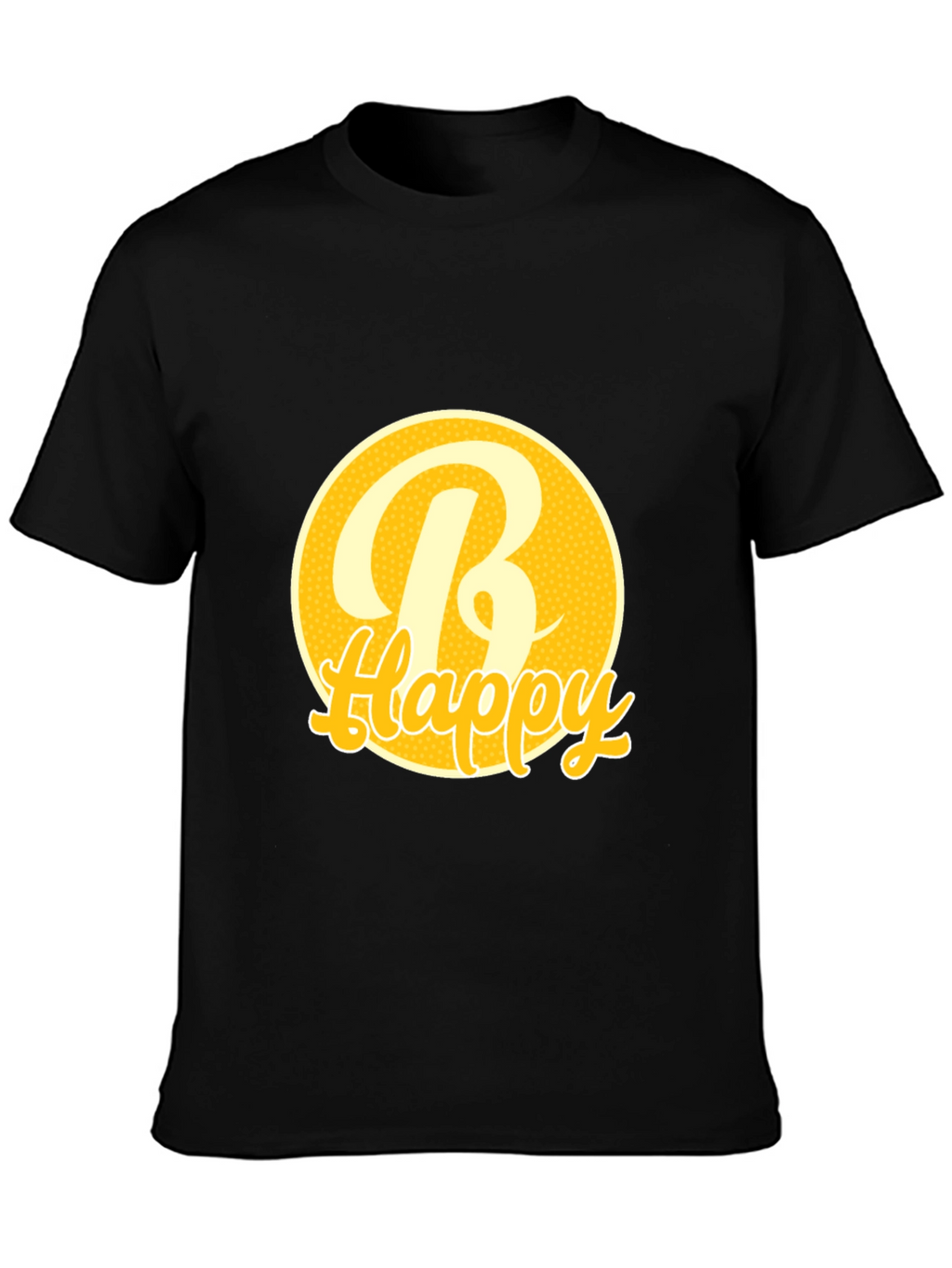 Be Happy Tee -  Round Yellow Graphic T-Shirt