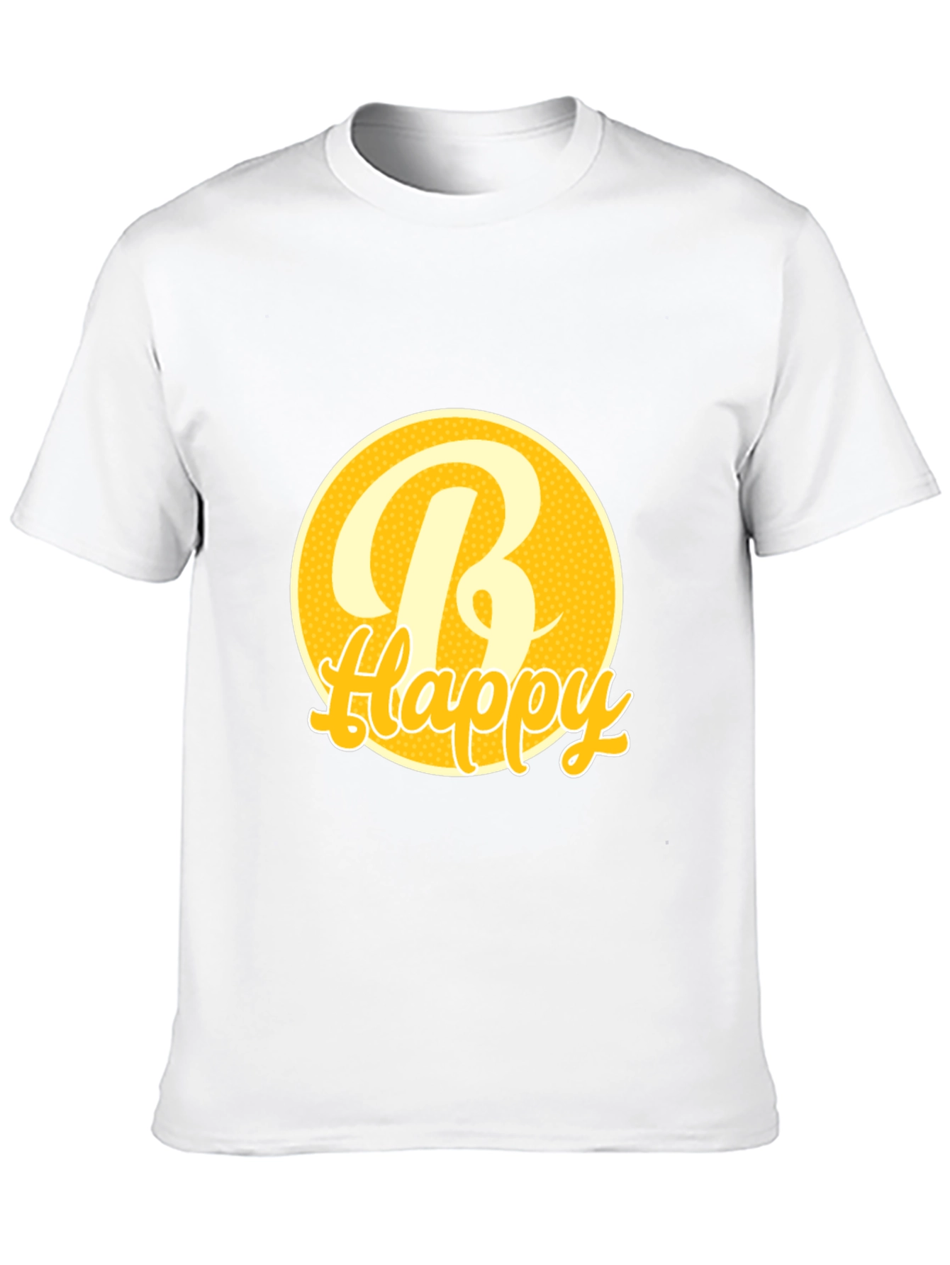 Be Happy Tee -  Round Yellow Graphic T-Shirt