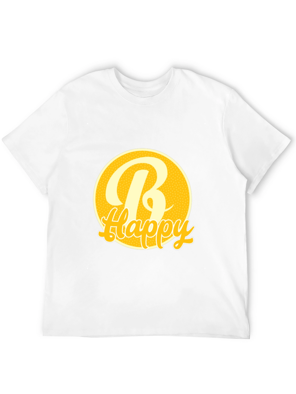 Be Happy Tee -  Round Yellow Graphic T-Shirt