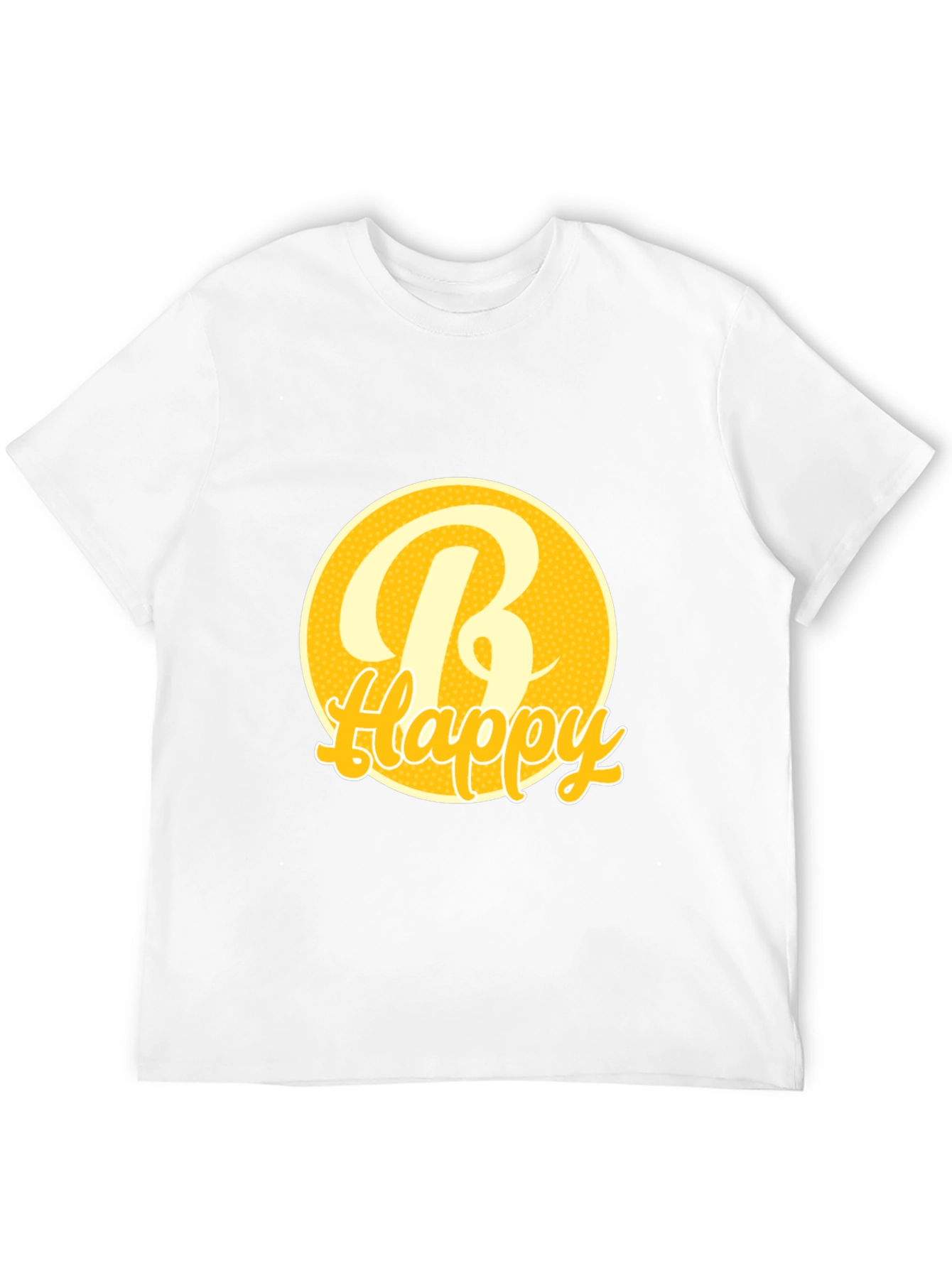Be Happy Tee -  Round Yellow Graphic T-Shirt
