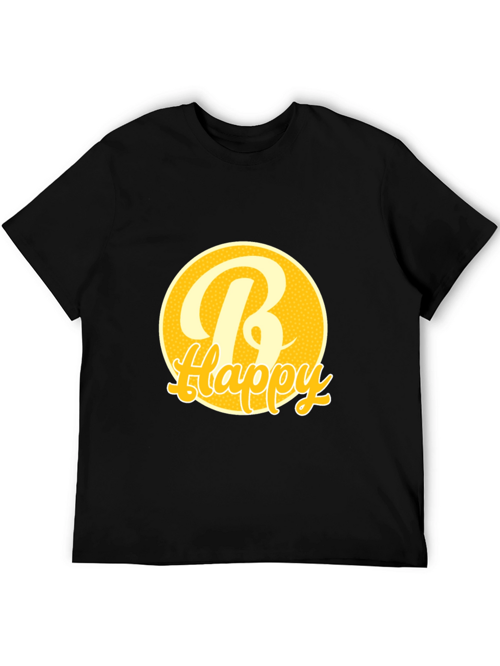Be Happy Tee -  Round Yellow Graphic T-Shirt