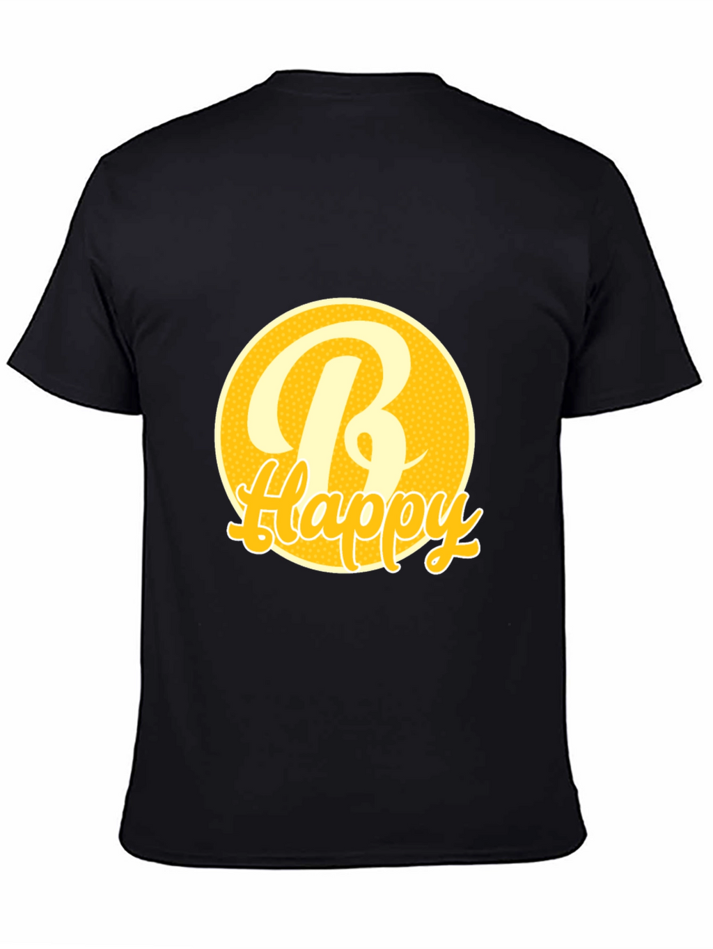 Be Happy Tee -  Round Yellow Graphic T-Shirt