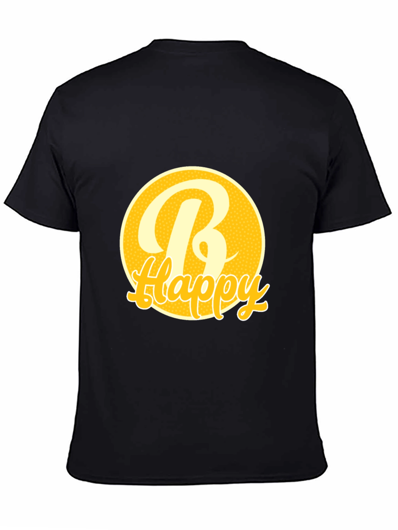 Be Happy Tee -  Round Yellow Graphic T-Shirt