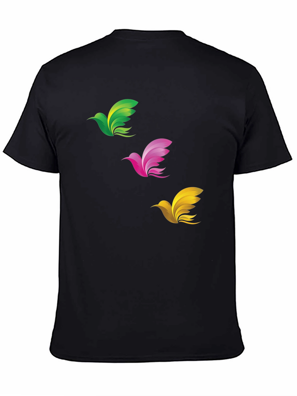 Abstract Bird Graphic Print Mens Black T-Shirt