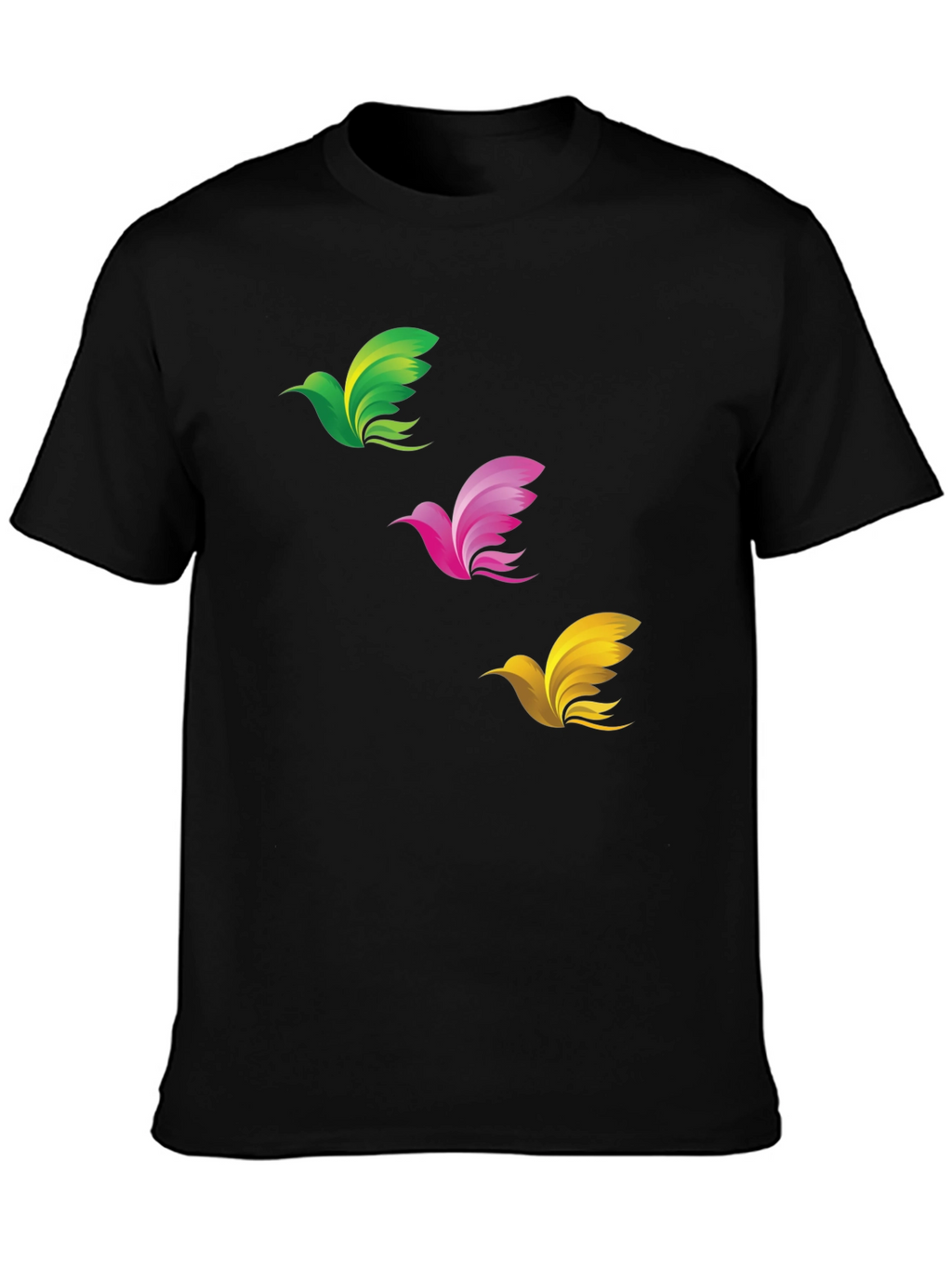 Abstract Bird Graphic Print Mens Black T-Shirt