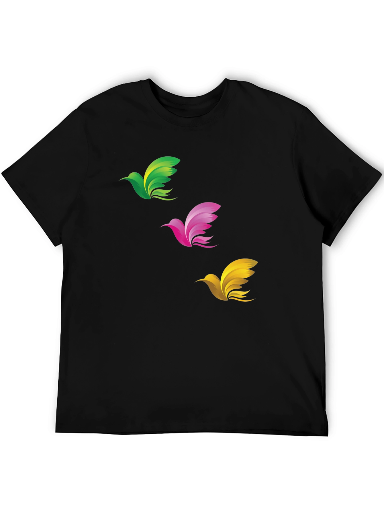 Abstract Bird Graphic Print Mens Black T-Shirt