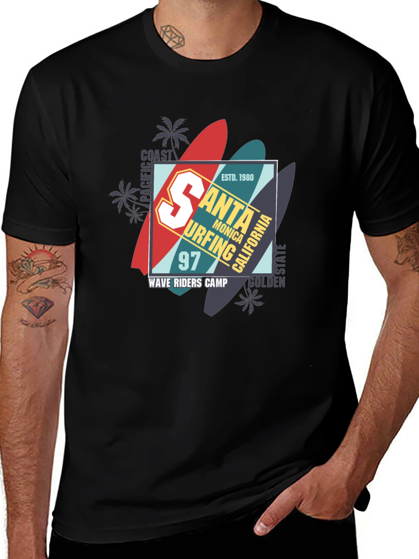 Santa Monica Surfing T-Shirt - Wave Riders Camp