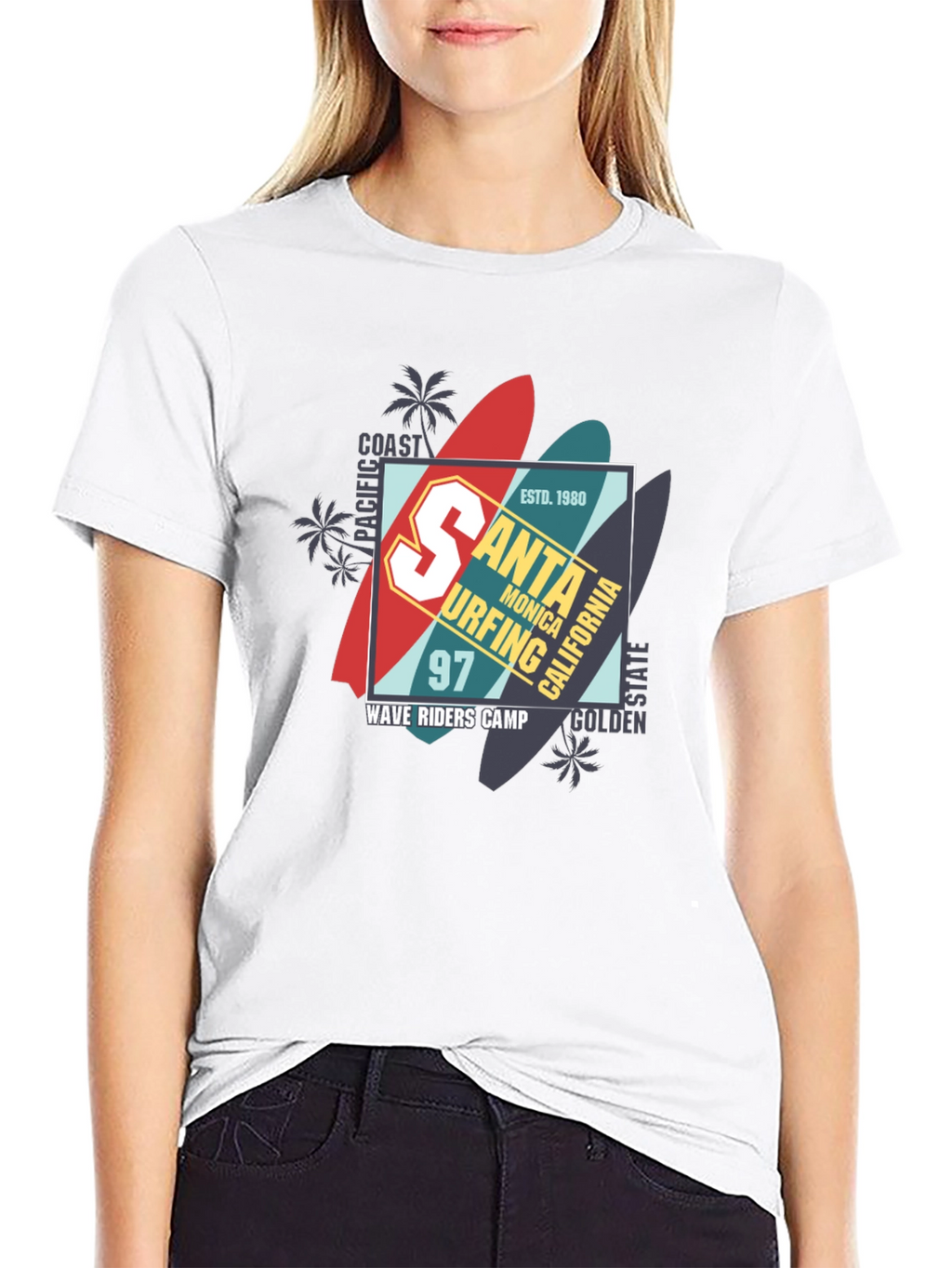 Santa Monica Surfing T-Shirt - Wave Riders Camp