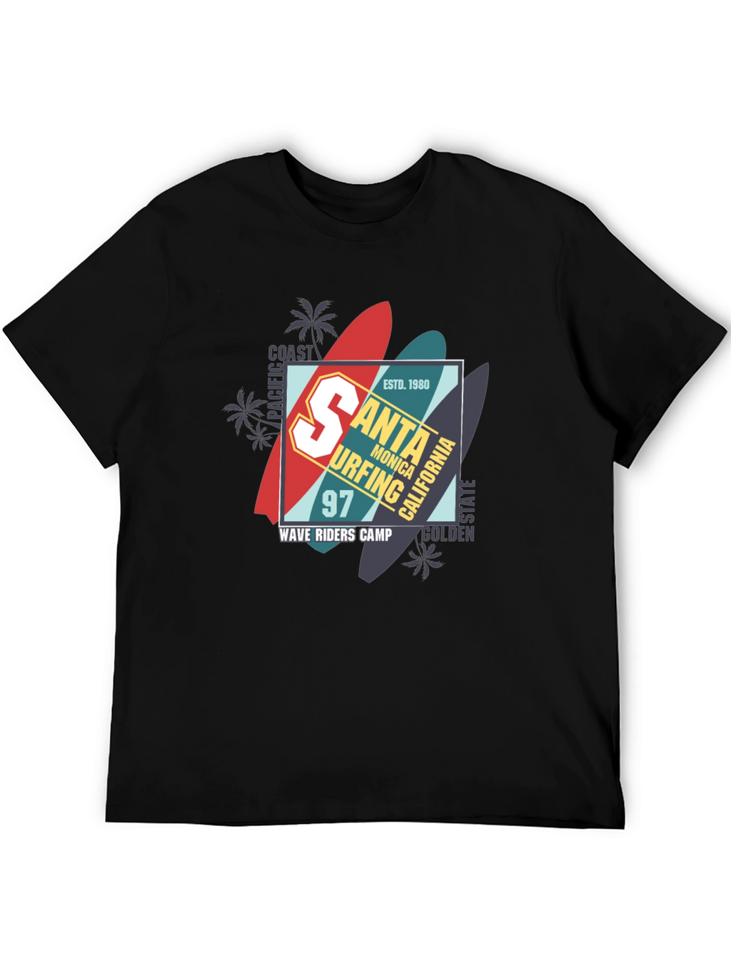 Santa Monica Surfing T-Shirt - Wave Riders Camp