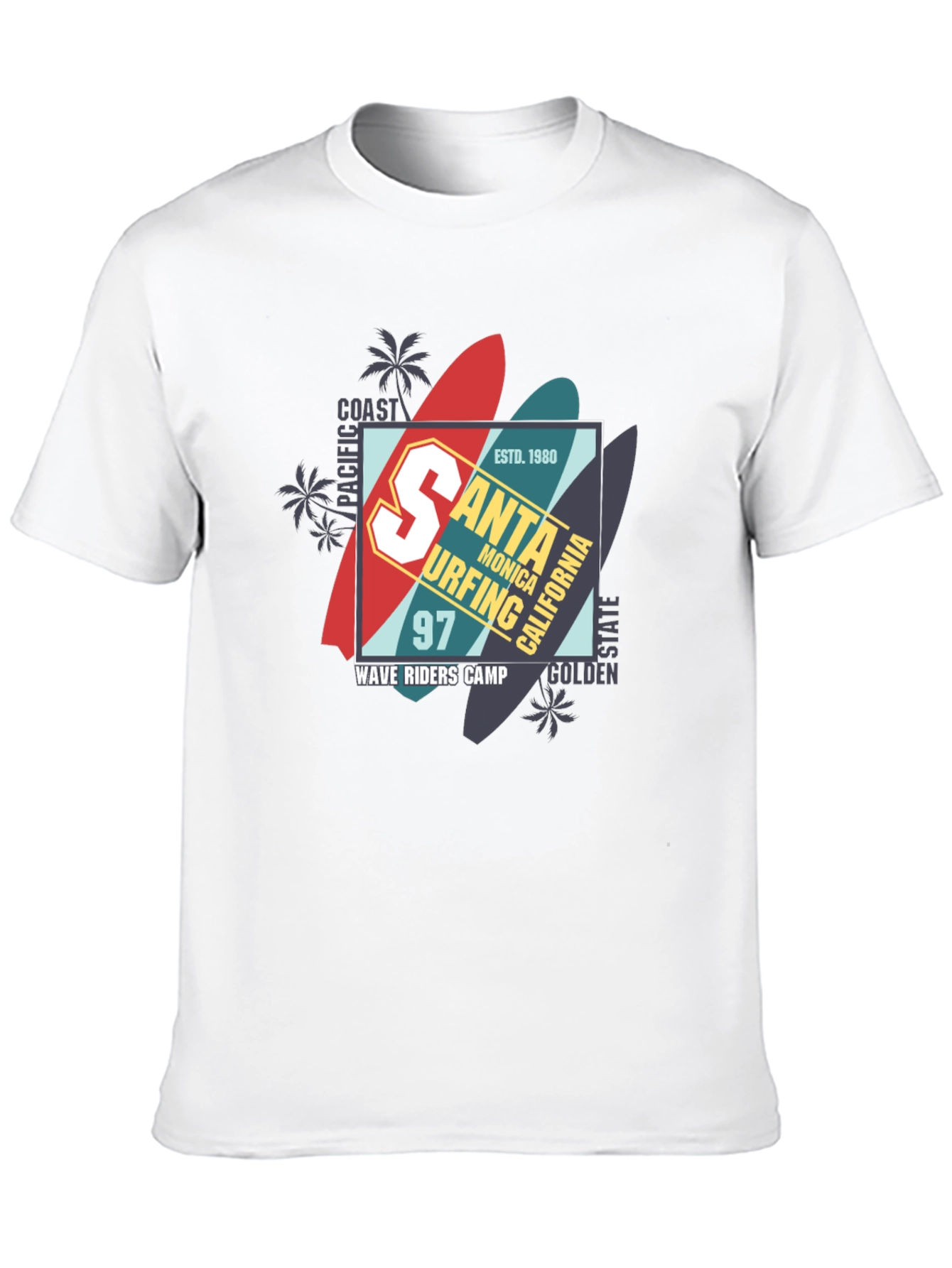 Santa Monica Surfing T-Shirt - Wave Riders Camp