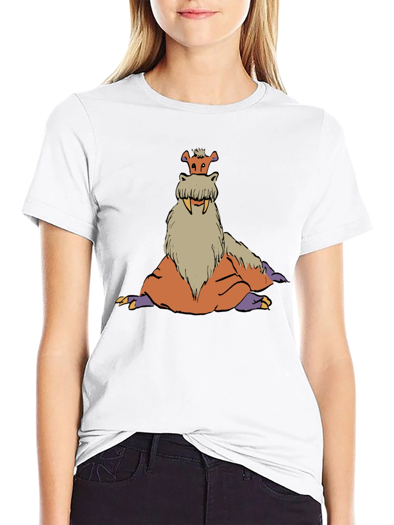 Tusked Beast Graphic Tee - Black Cotton T-Shirt
