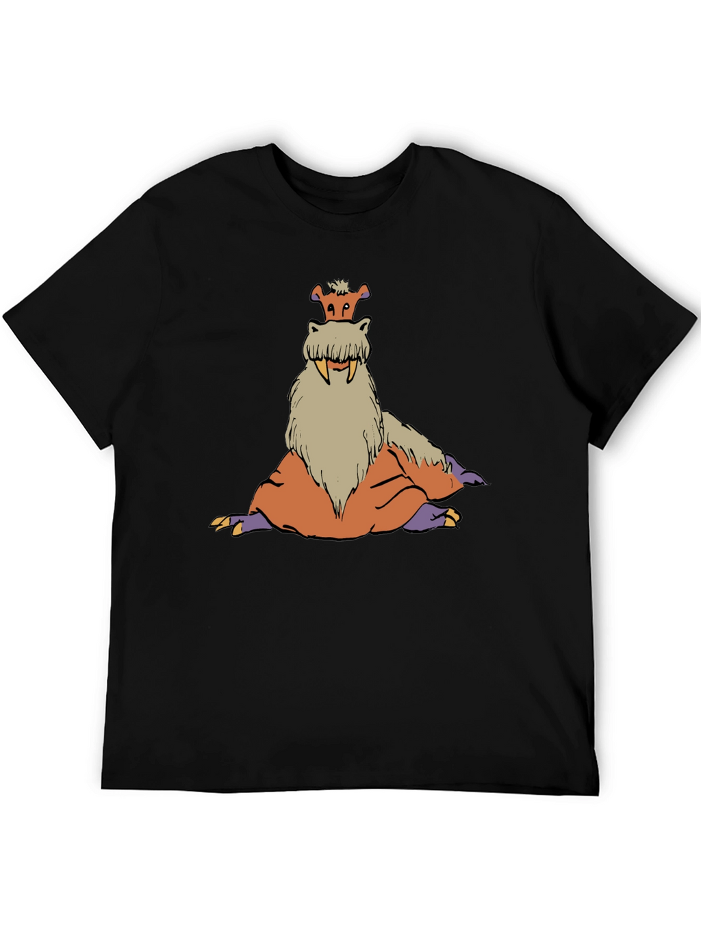 Tusked Beast Graphic Tee - Black Cotton T-Shirt