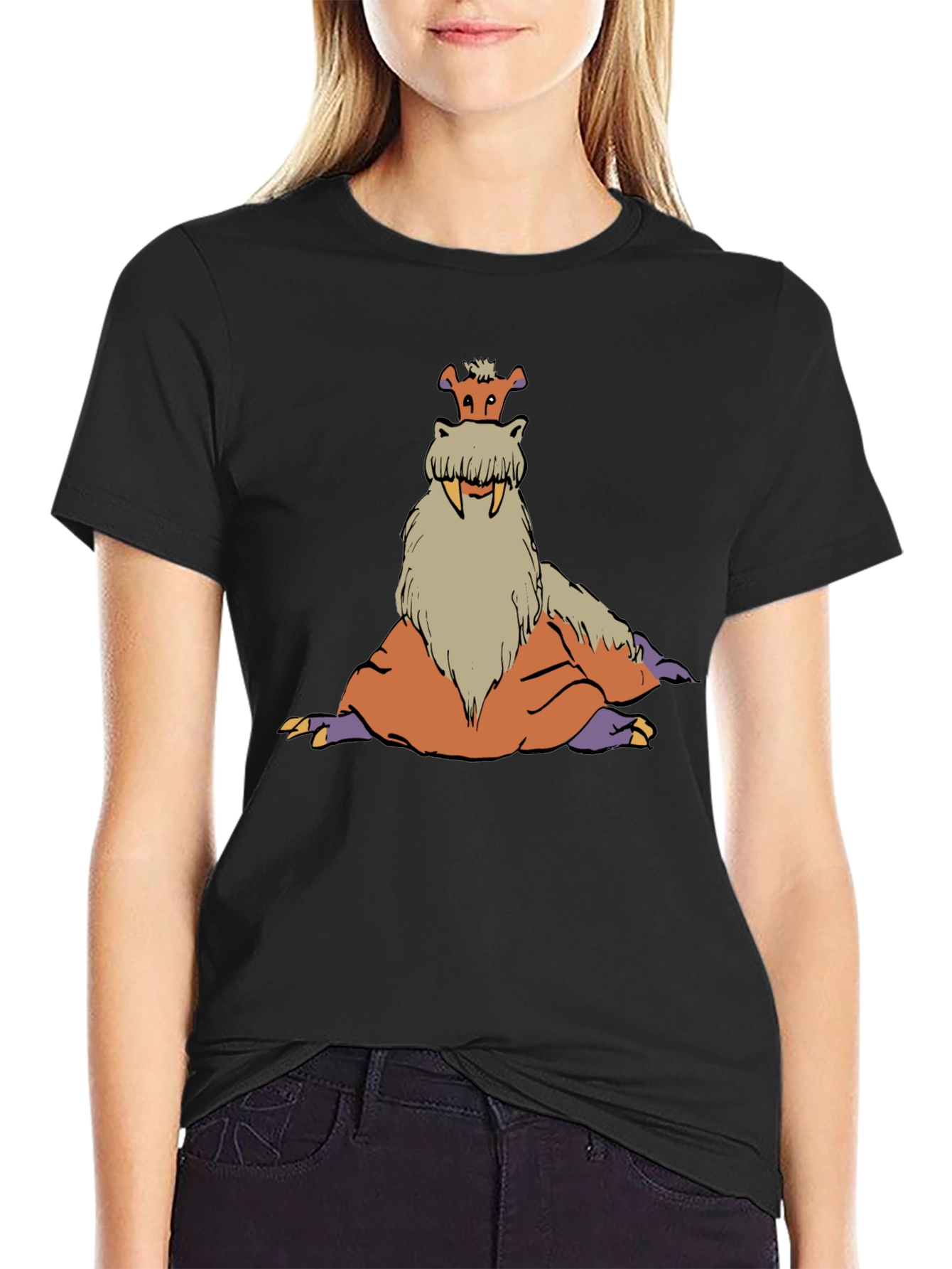 Tusked Beast Graphic Tee - Black Cotton T-Shirt