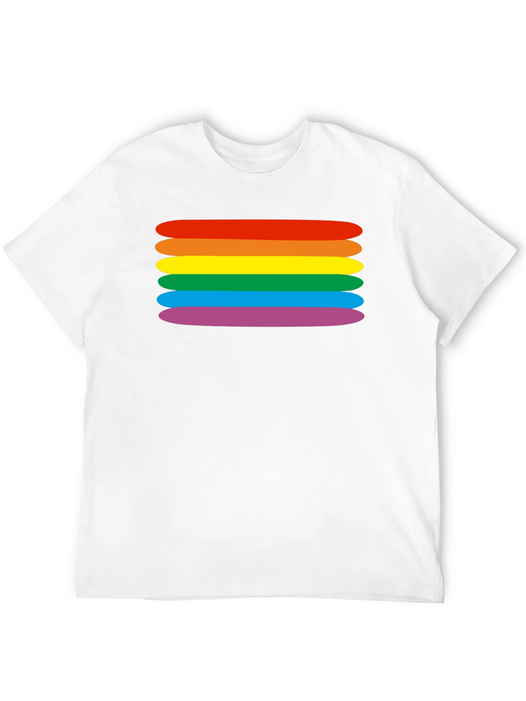 Rainbow Stripes Graphic Tee - Black Cotton Blend T-Shirt