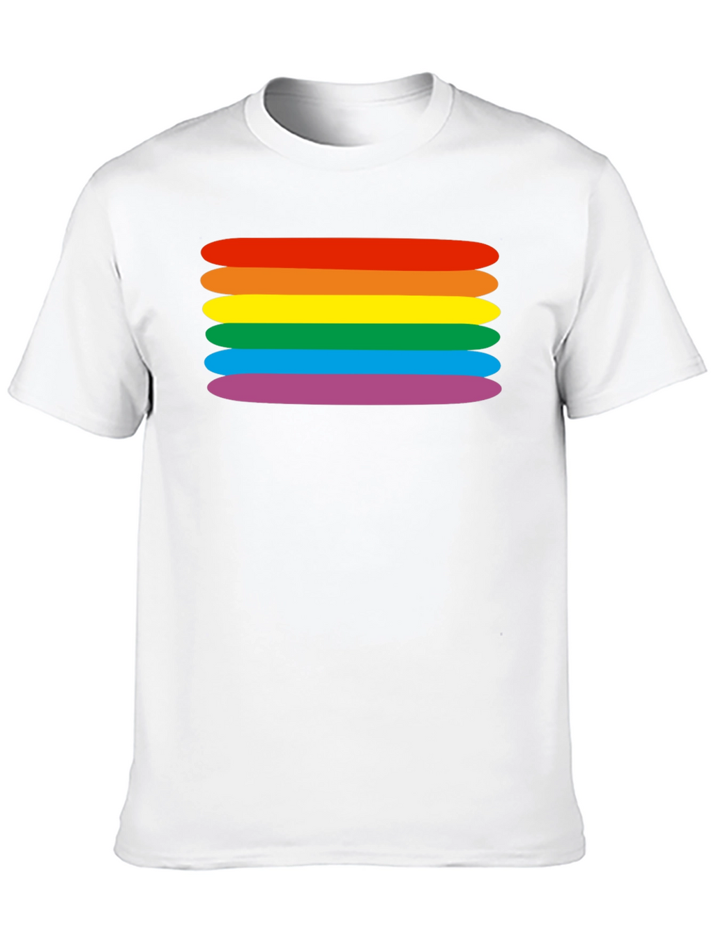 Rainbow Stripes Graphic Tee - Black Cotton Blend T-Shirt