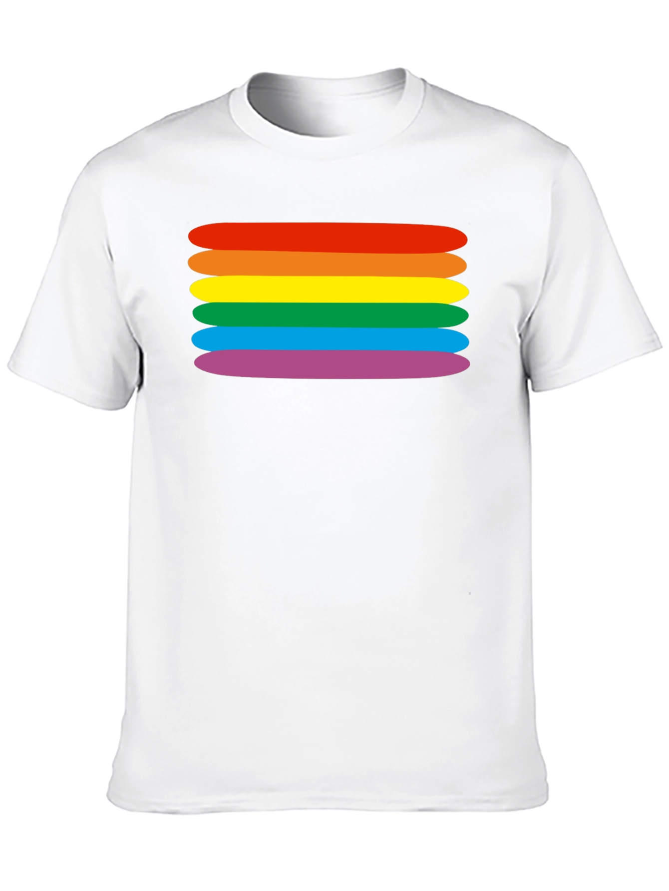 Rainbow Stripes Graphic Tee - Black Cotton Blend T-Shirt