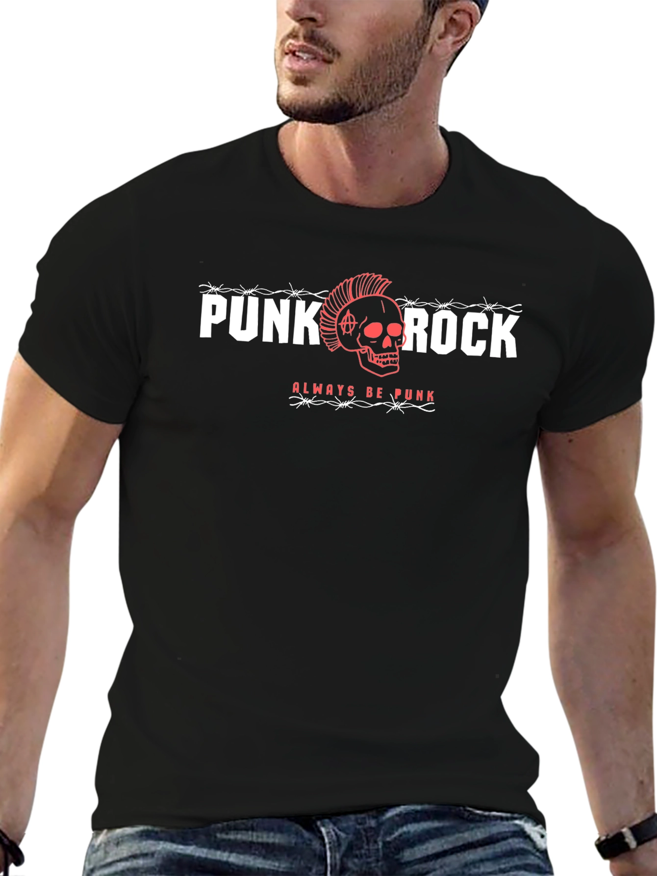 Punk Rock Skull Graphic T-Shirt - Always Be Punk