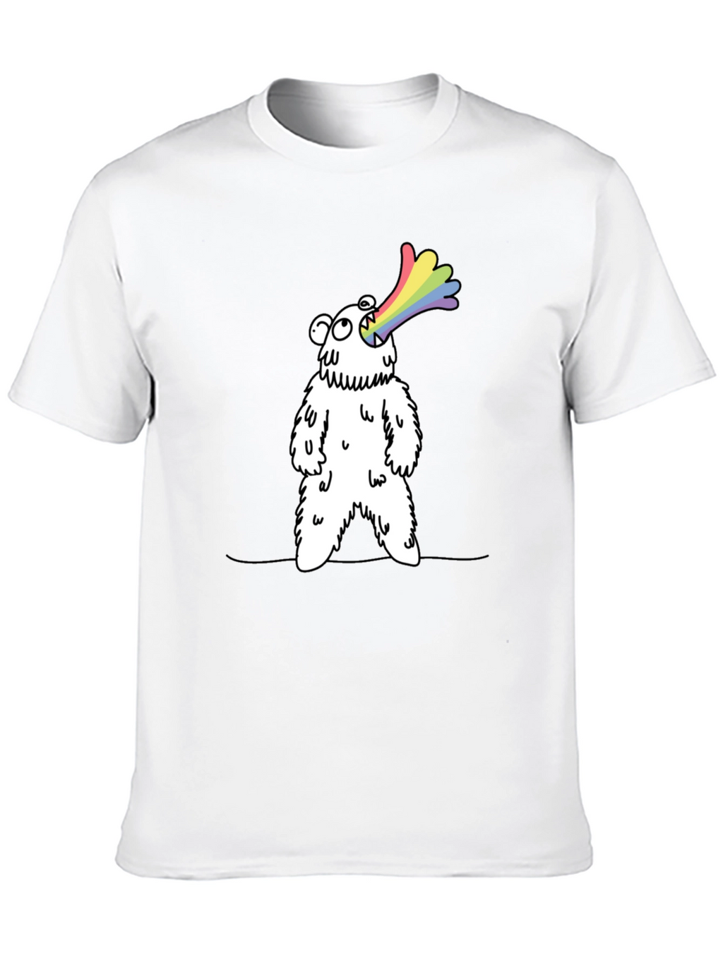 Rainbow Vomiting Bear Graphic Tee - Fun Novelty Shirt