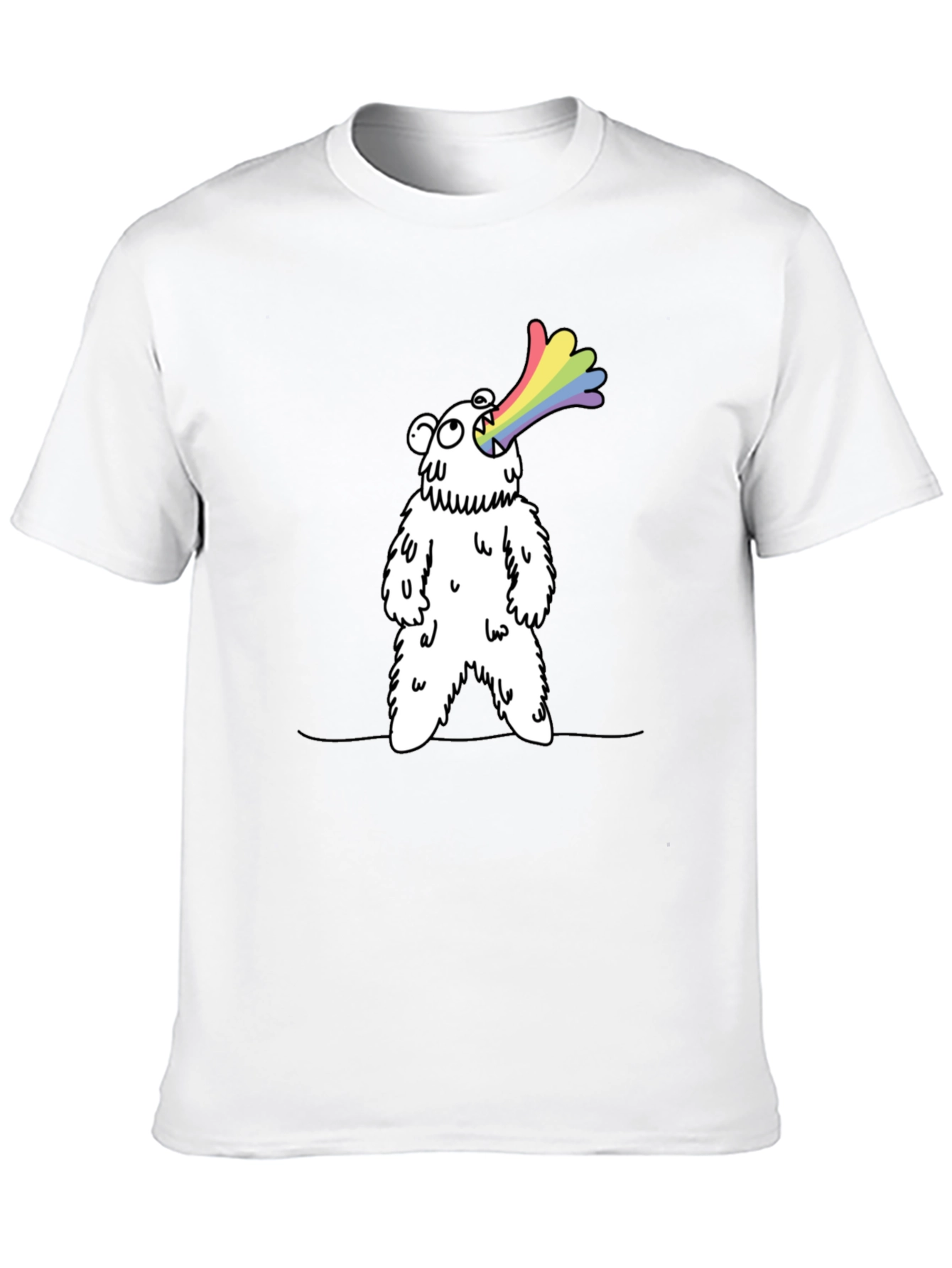 Rainbow Vomiting Bear Graphic Tee - Fun Novelty Shirt