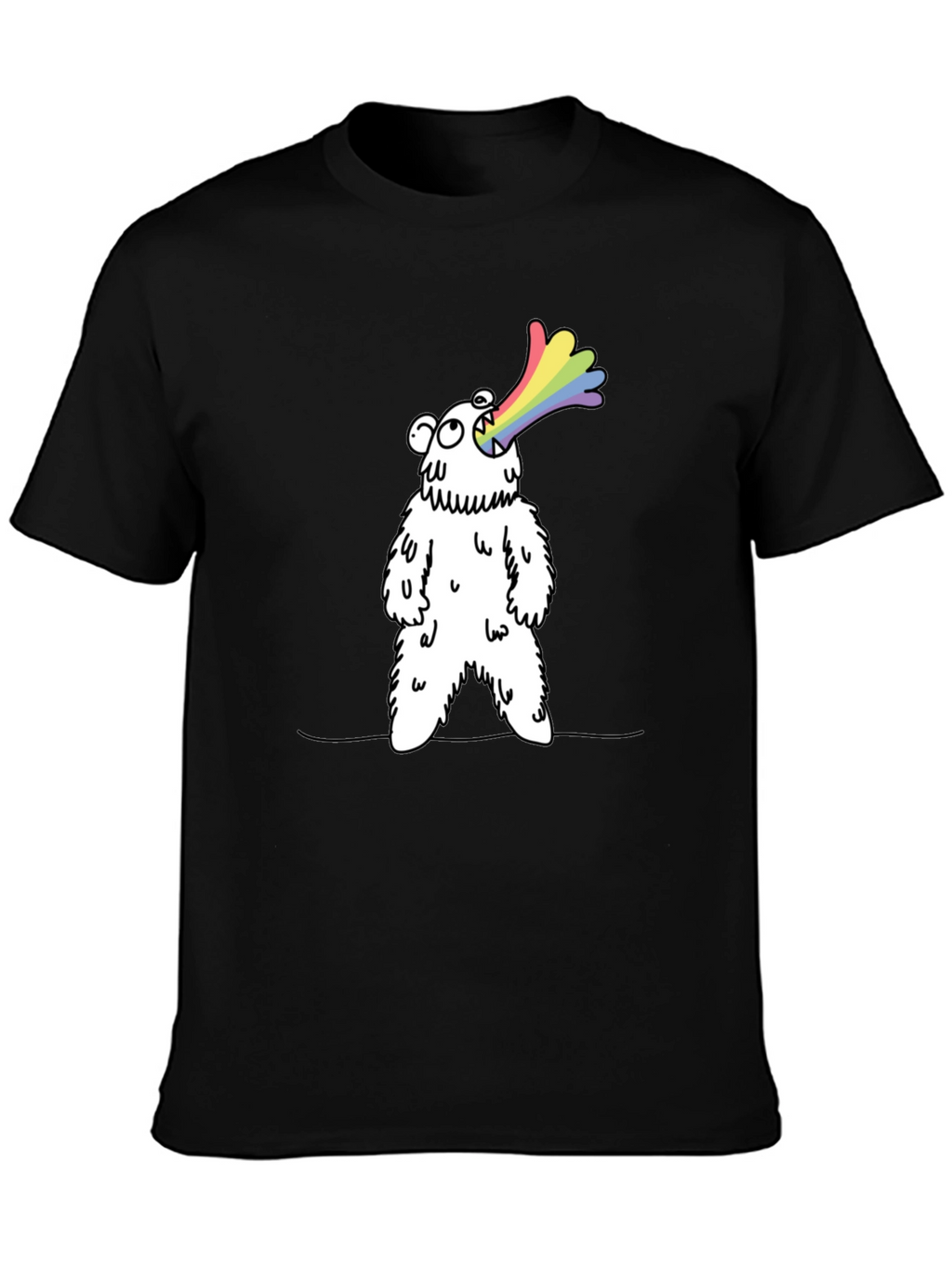 Rainbow Vomiting Bear Graphic Tee - Fun Novelty Shirt
