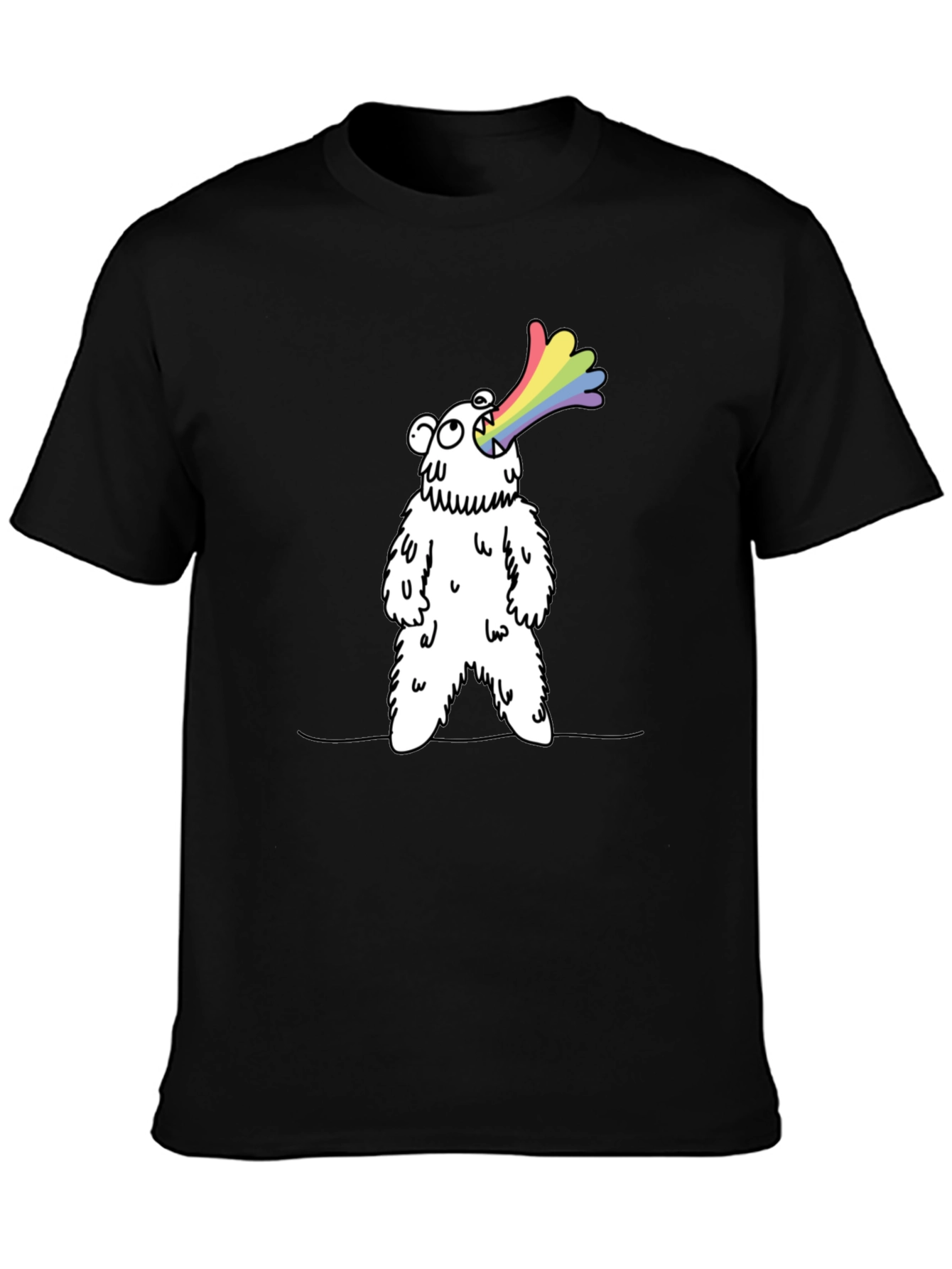 Rainbow Vomiting Bear Graphic Tee - Fun Novelty Shirt