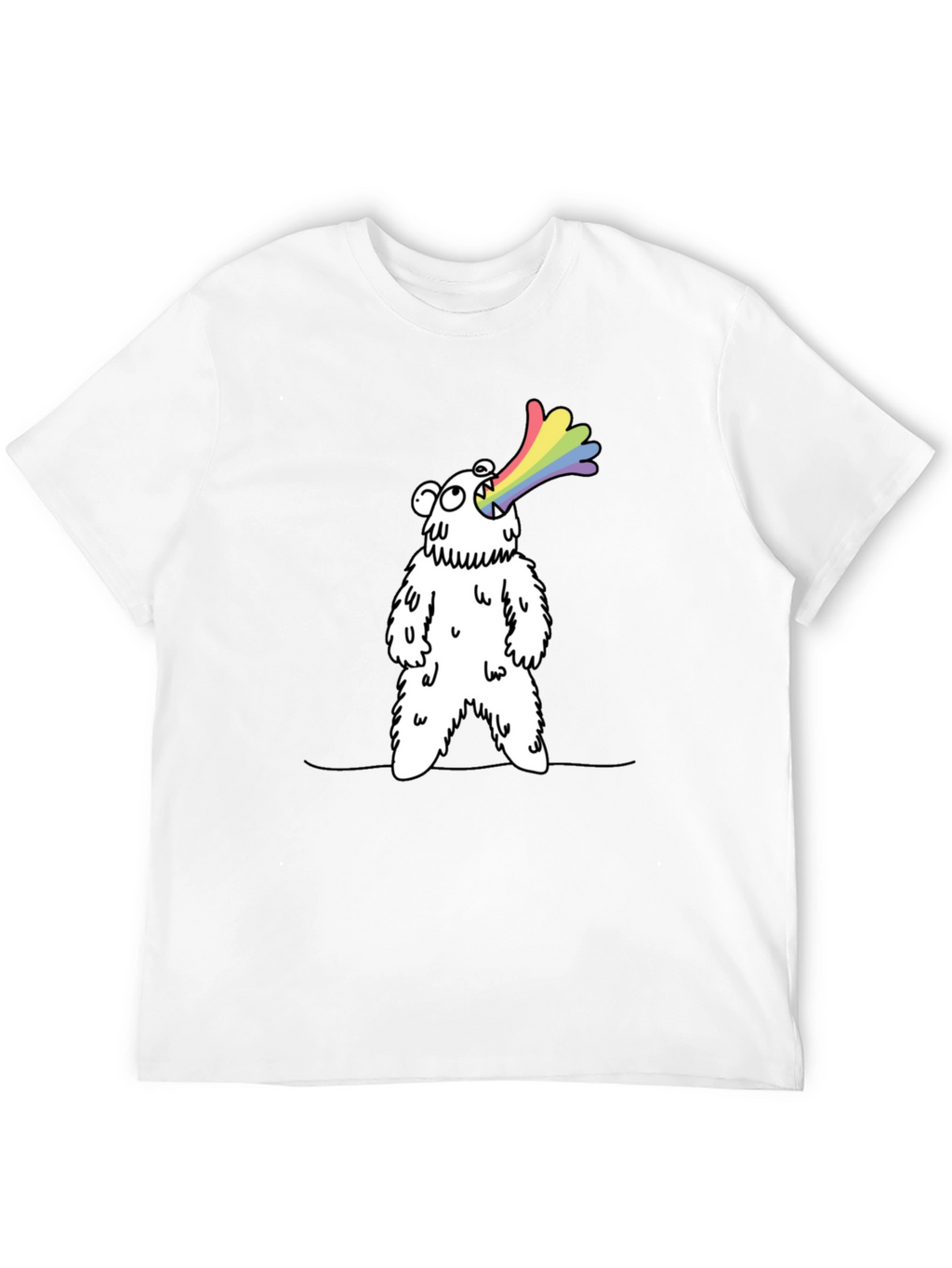 Rainbow Vomiting Bear Graphic Tee - Fun Novelty Shirt