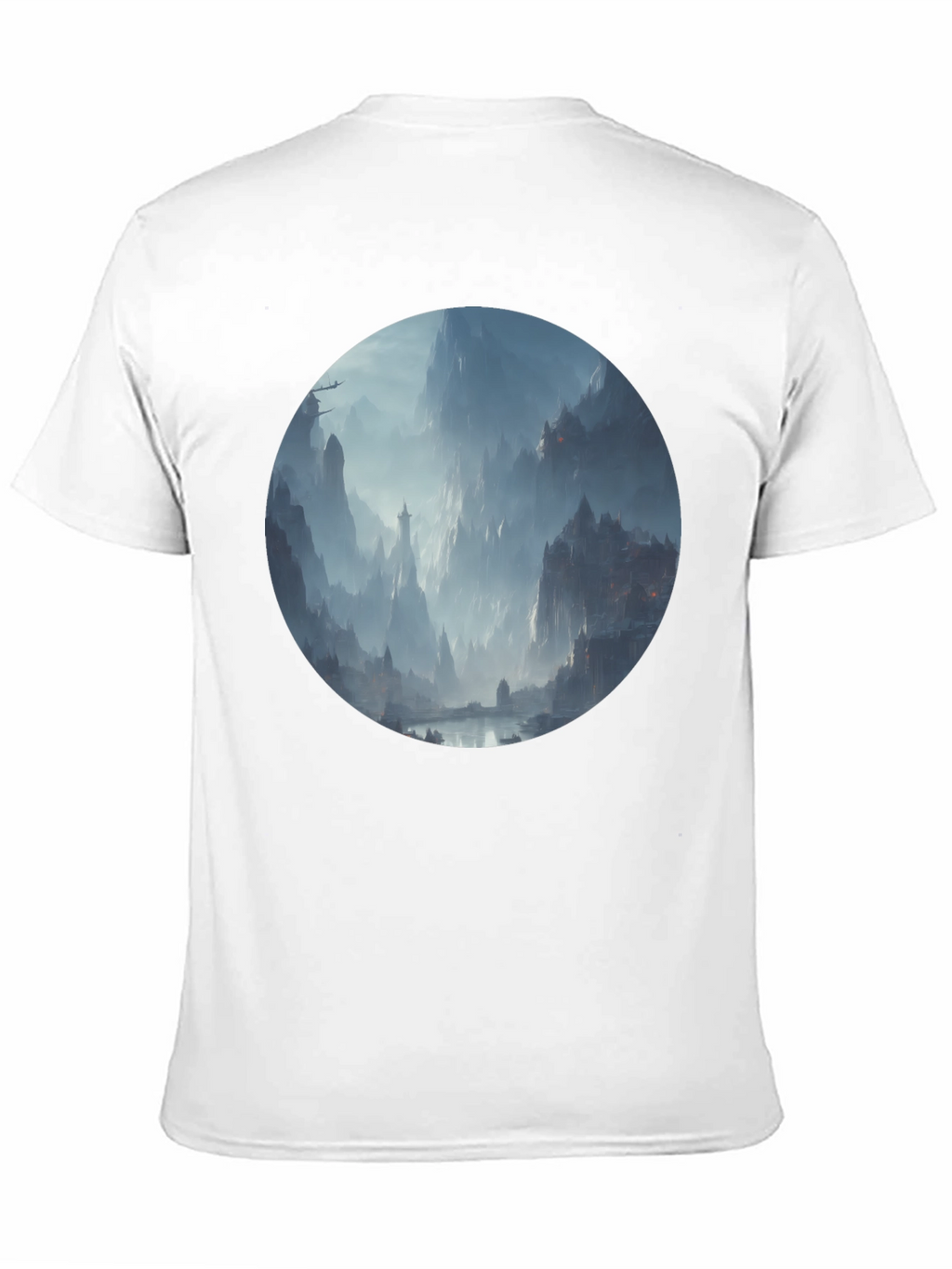 Fantasy Landscape Print Black T-Shirt