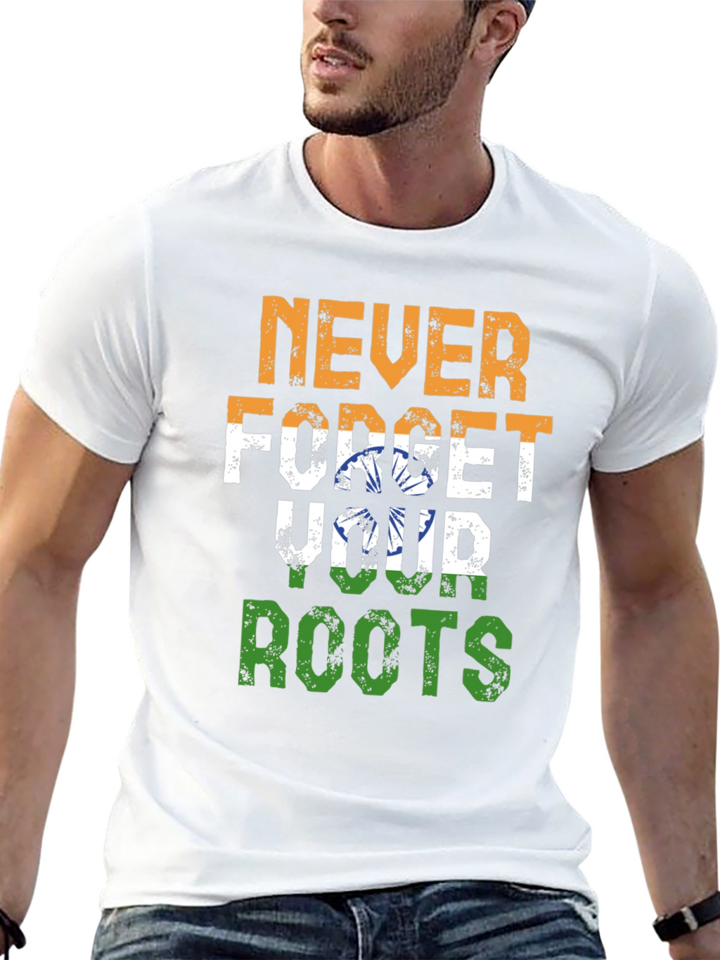 Never Forget Roots India Flag Graphic T-Shirt
