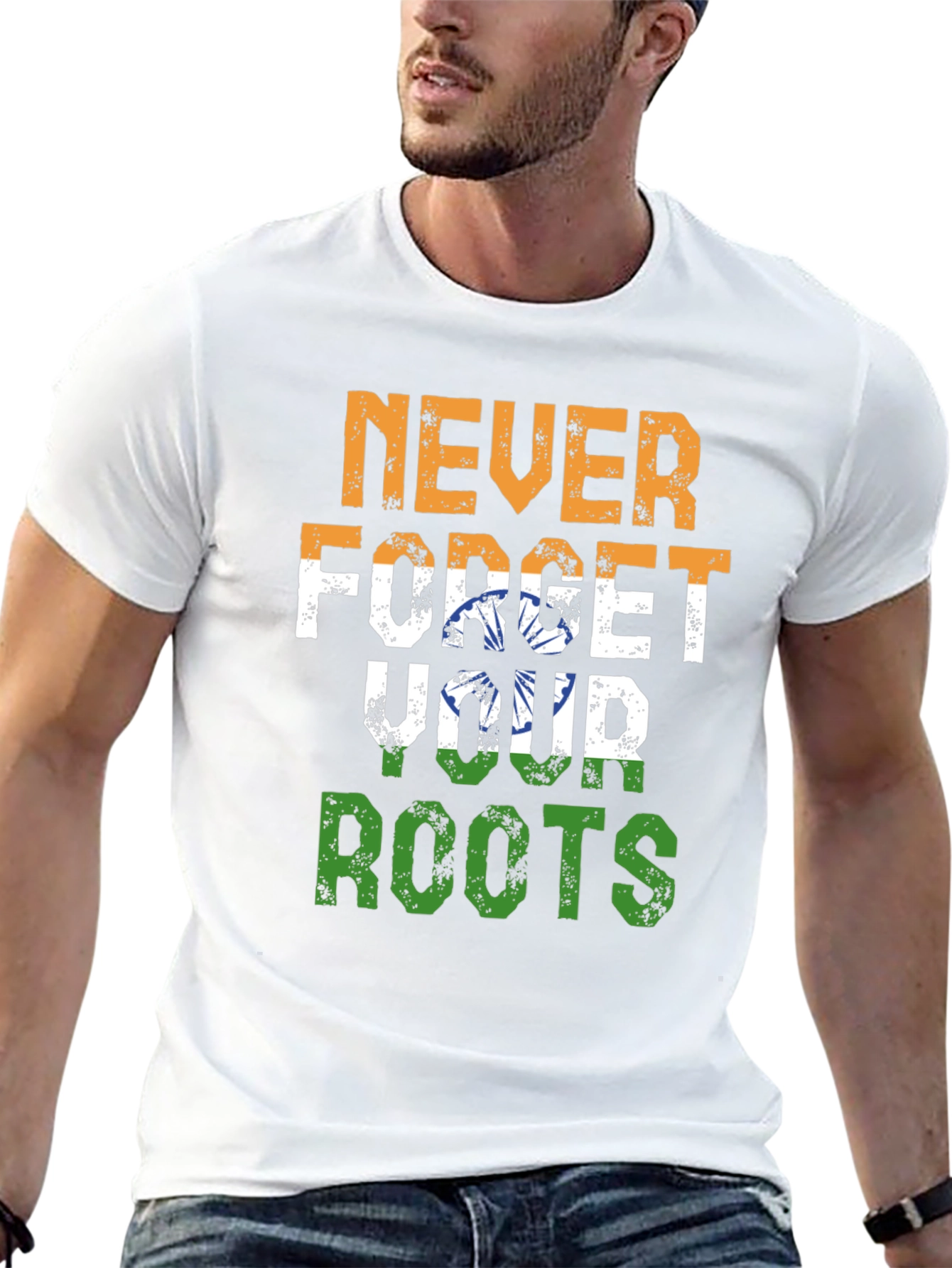 Never Forget Roots India Flag Graphic T-Shirt