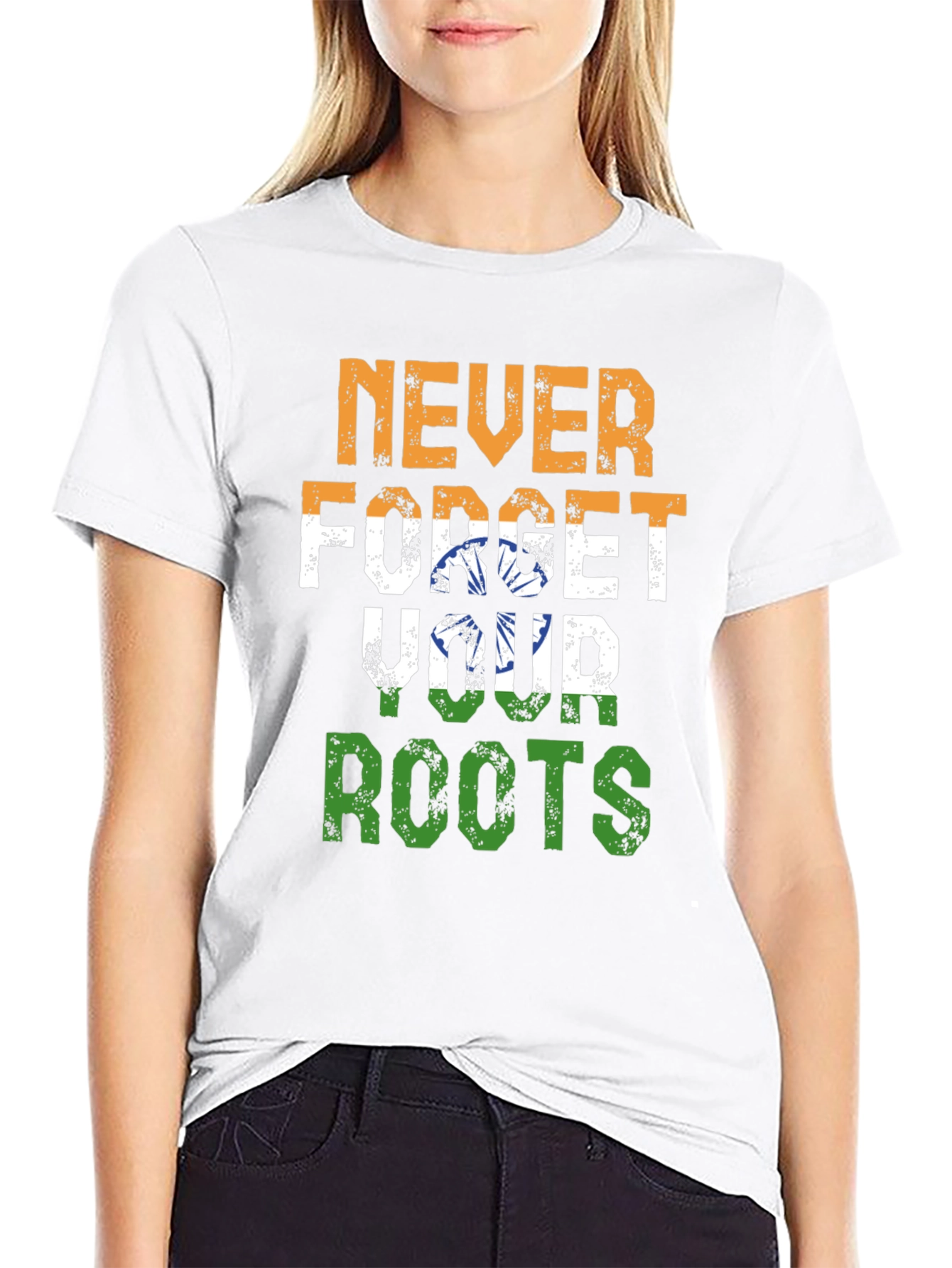 Never Forget Roots India Flag Graphic T-Shirt