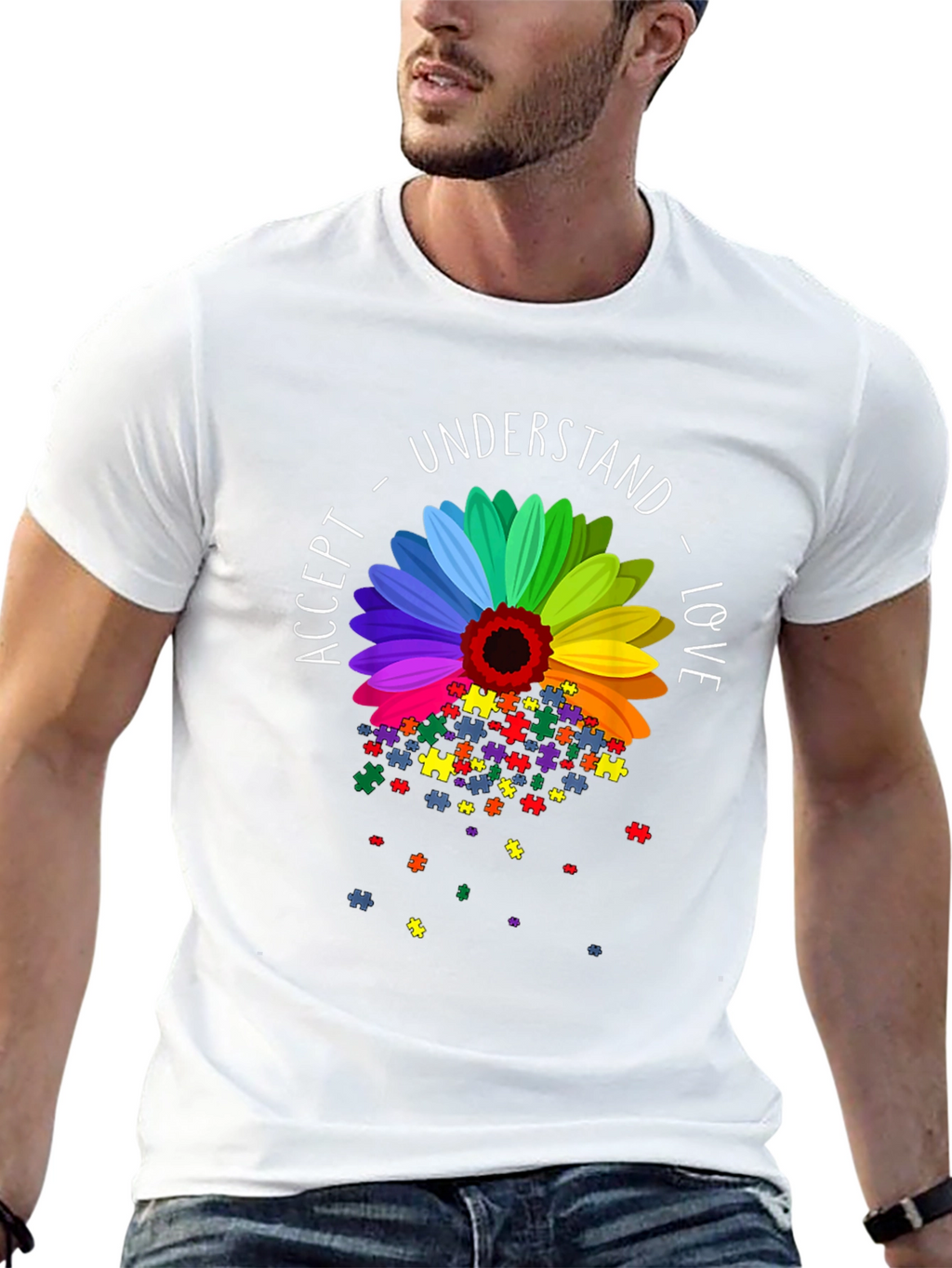Autism Awareness Sunflower Puzzle Piece T-Shirt