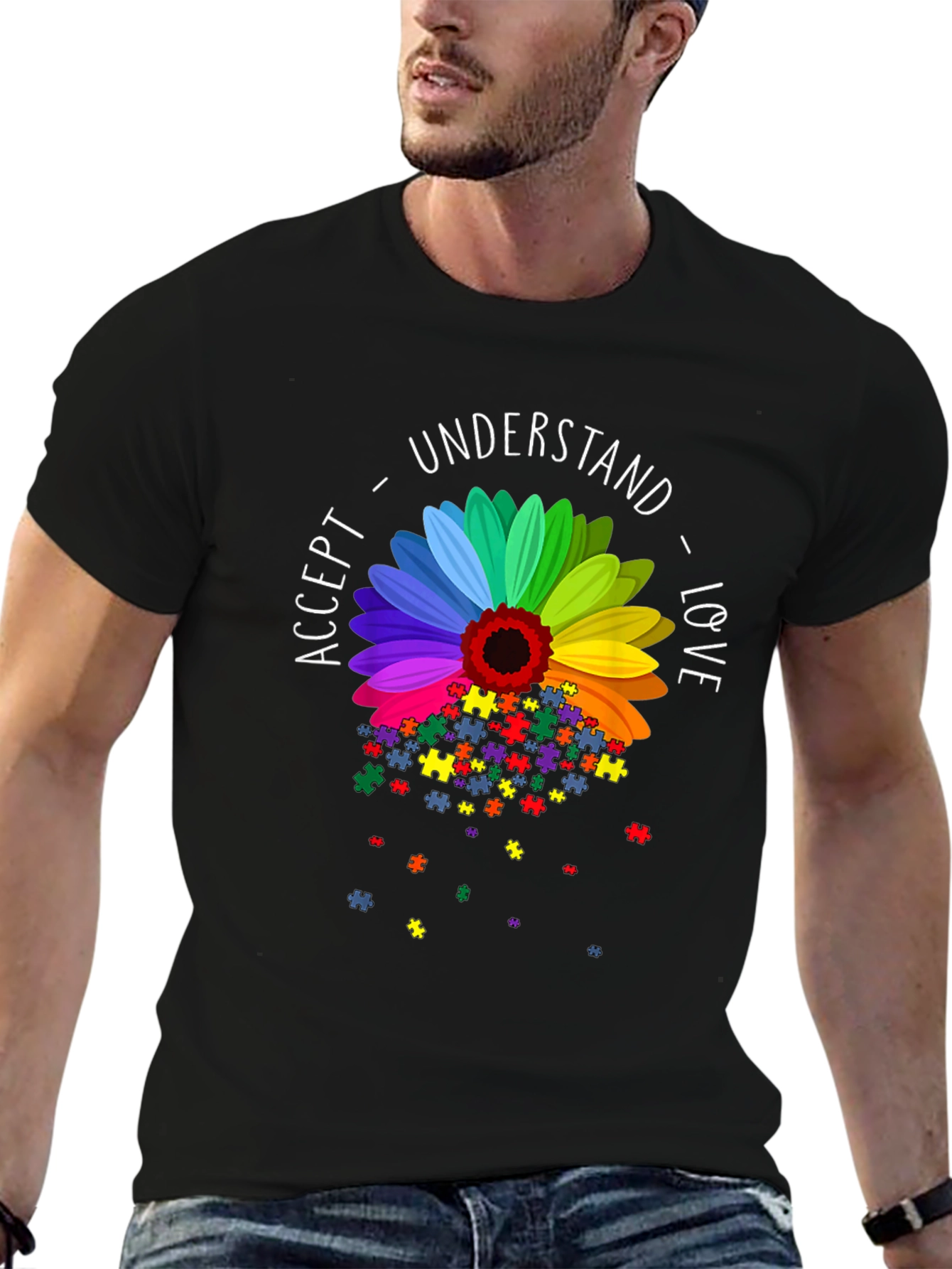 Autism Awareness Sunflower Puzzle Piece T-Shirt