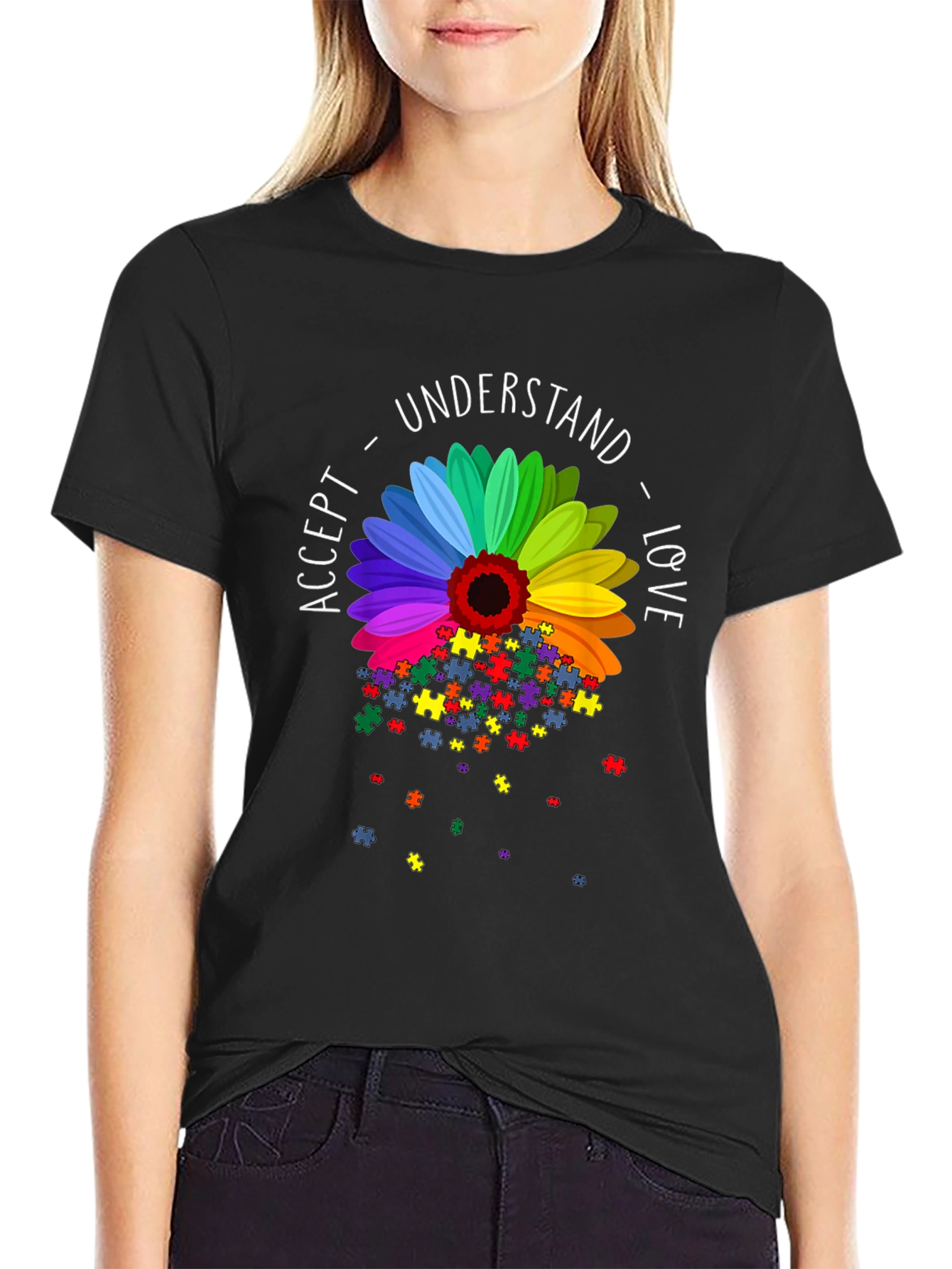 Autism Awareness Sunflower Puzzle Piece T-Shirt