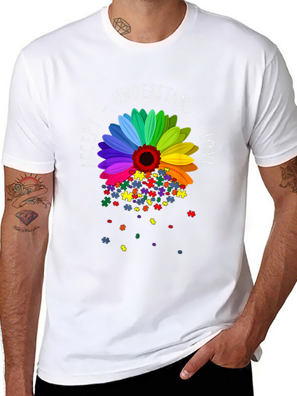 Autism Awareness Sunflower Puzzle Piece T-Shirt