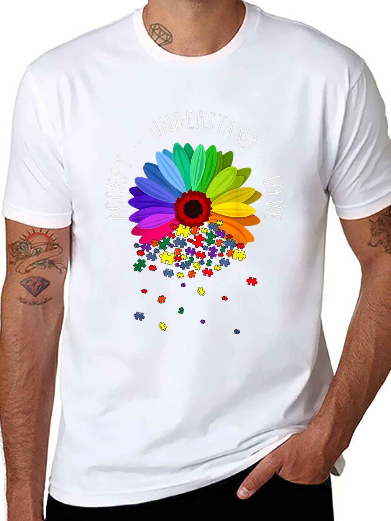 Autism Awareness Sunflower Puzzle Piece T-Shirt