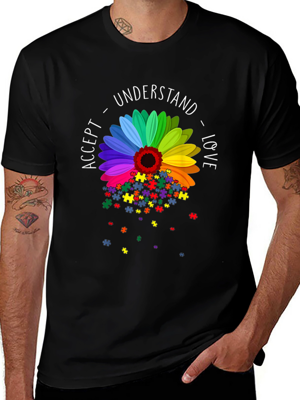 Autism Awareness Sunflower Puzzle Piece T-Shirt