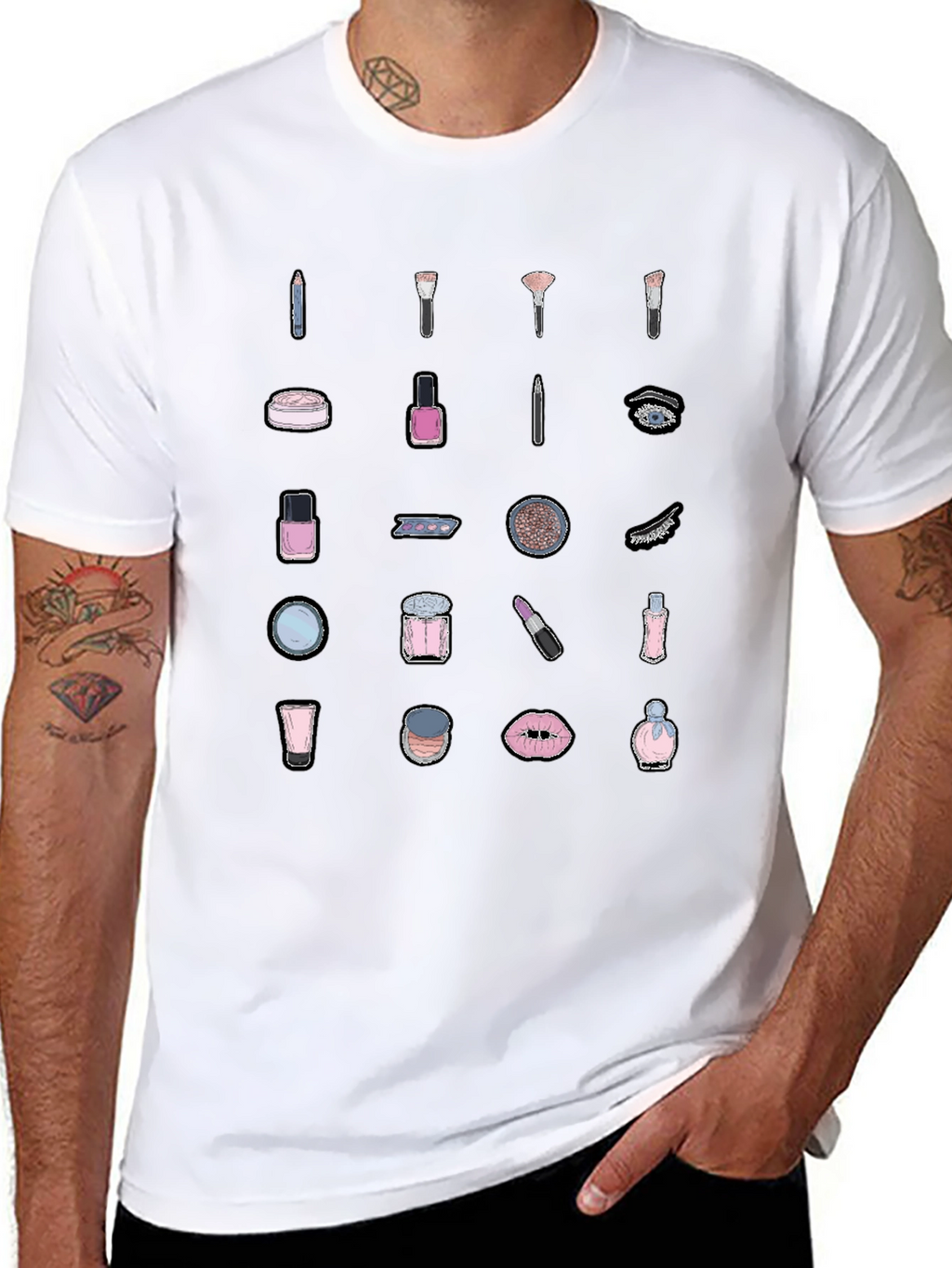 Makeup Pattern T-Shirt - Stylish Beauty Design