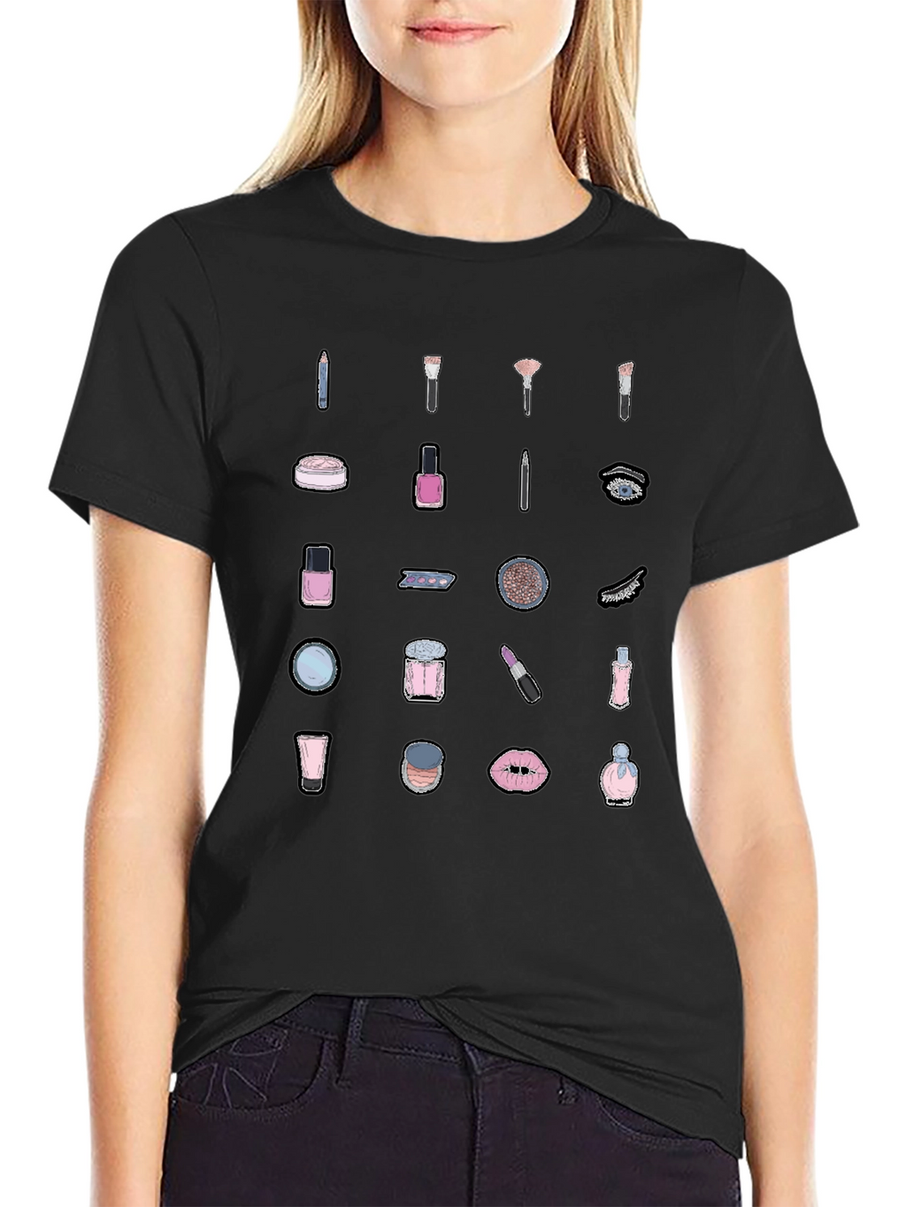 Makeup Pattern T-Shirt - Stylish Beauty Design