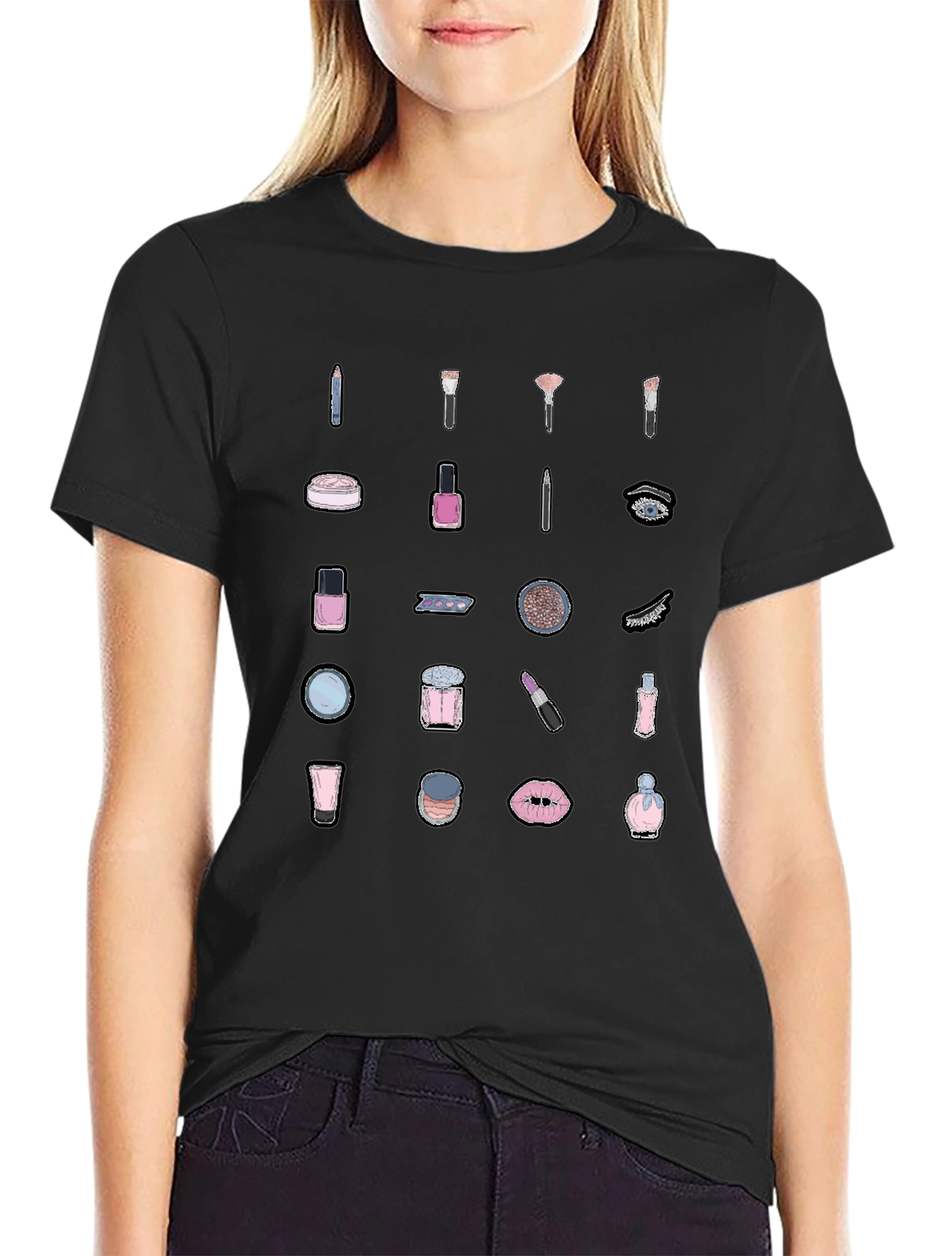 Makeup Pattern T-Shirt - Stylish Beauty Design
