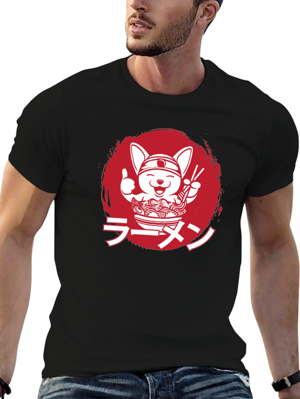 Ramen Dog Graphic Tee - Black Unisex T-Shirt
