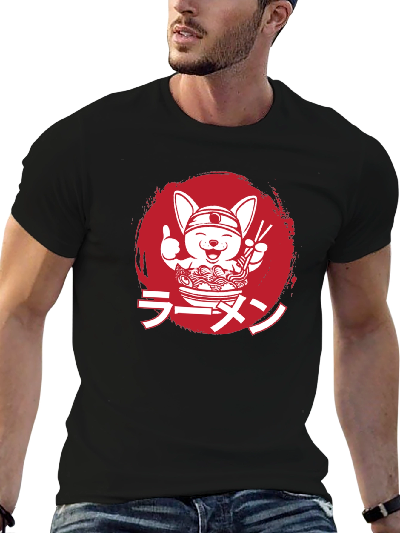 Ramen Dog Graphic Tee - Black Unisex T-Shirt