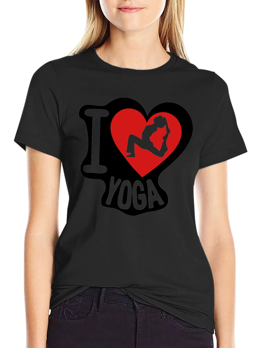 I Love Yoga T-Shirt - Yoga Pose Heart Design
