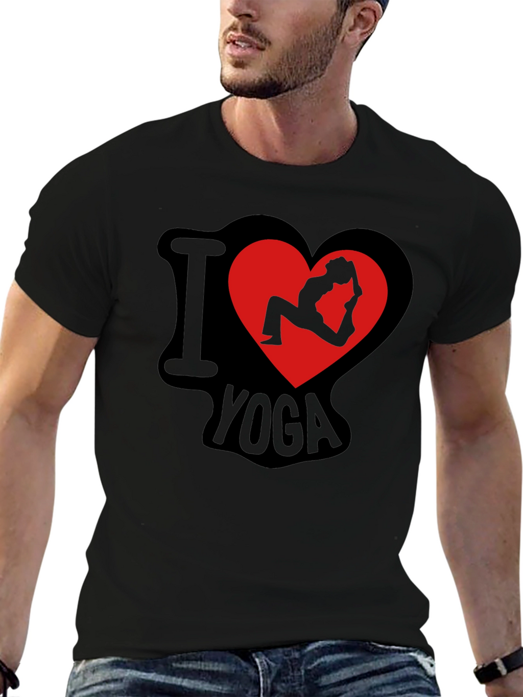 I Love Yoga T-Shirt - Yoga Pose Heart Design